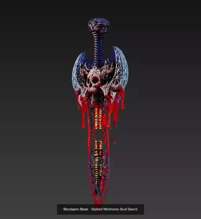 Infernal Blood Edition - Stylized Skull Blades 3D Model Collection_5
