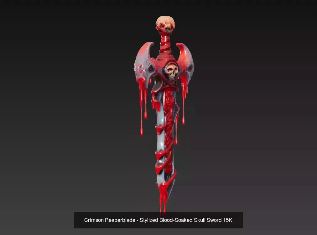 Infernal Blood Edition - Stylized Skull Blades 3D Model Collection_2