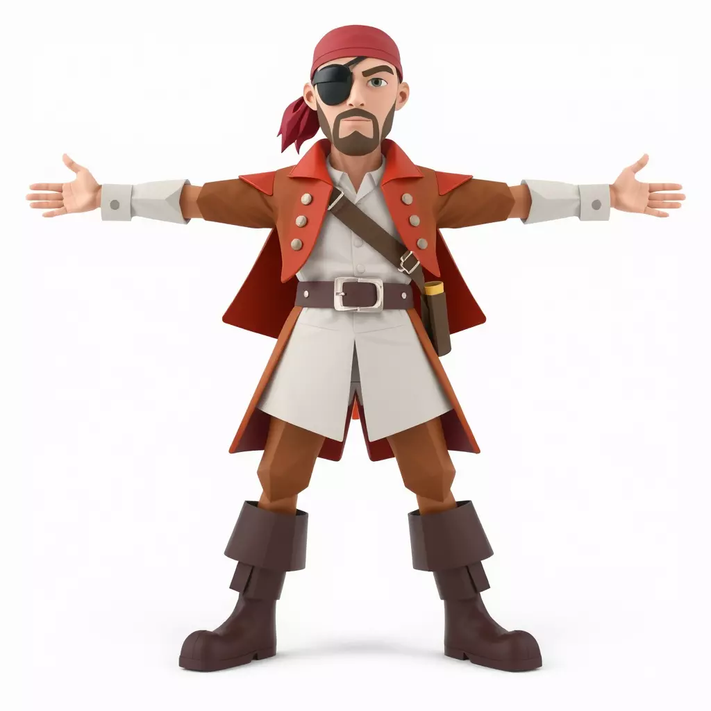 Rugged Pirate Captain model pack Low-poly 3D model_2