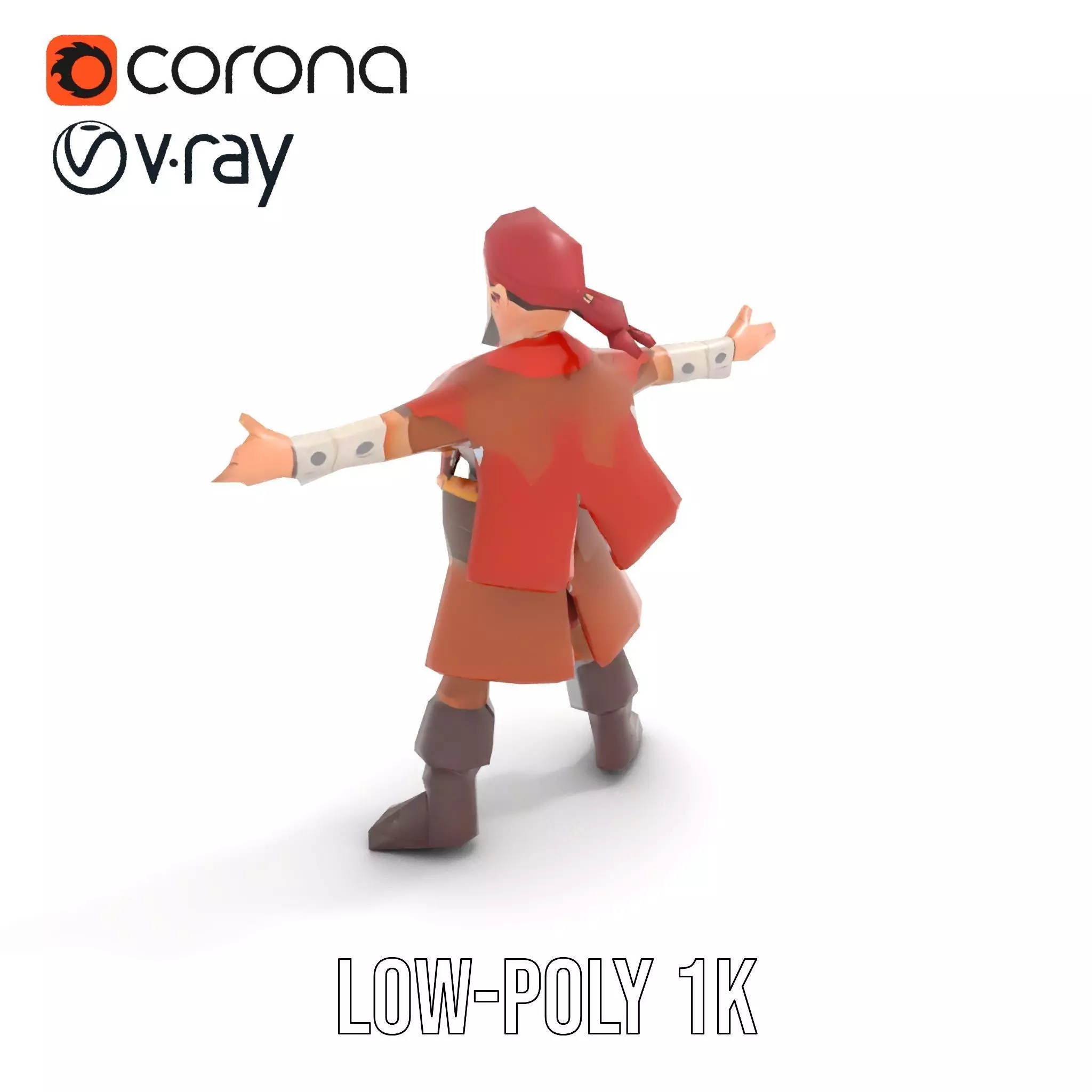 Rugged Pirate Captain model pack Low-poly 3D model_9