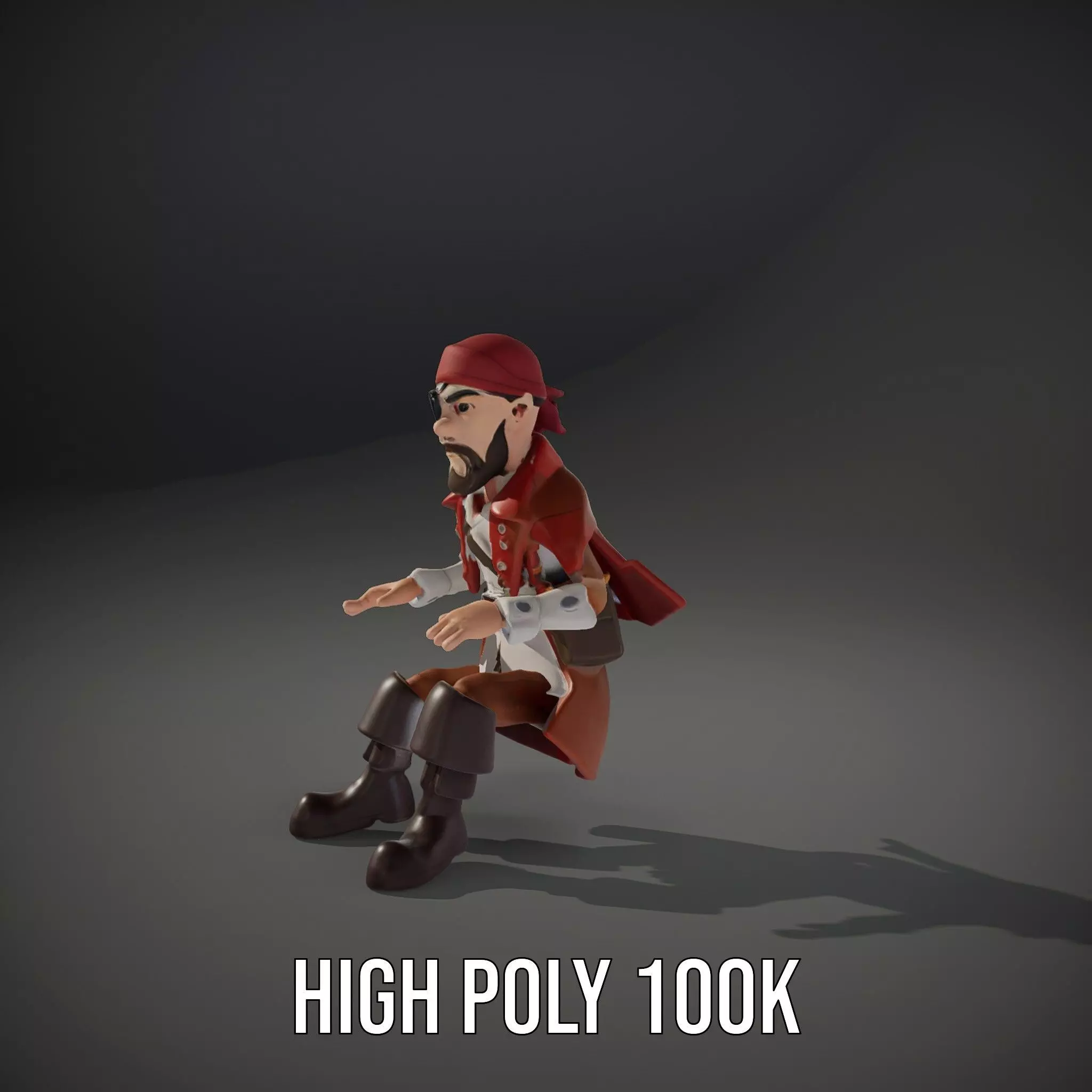 Rugged Pirate Captain model pack Low-poly 3D model_8