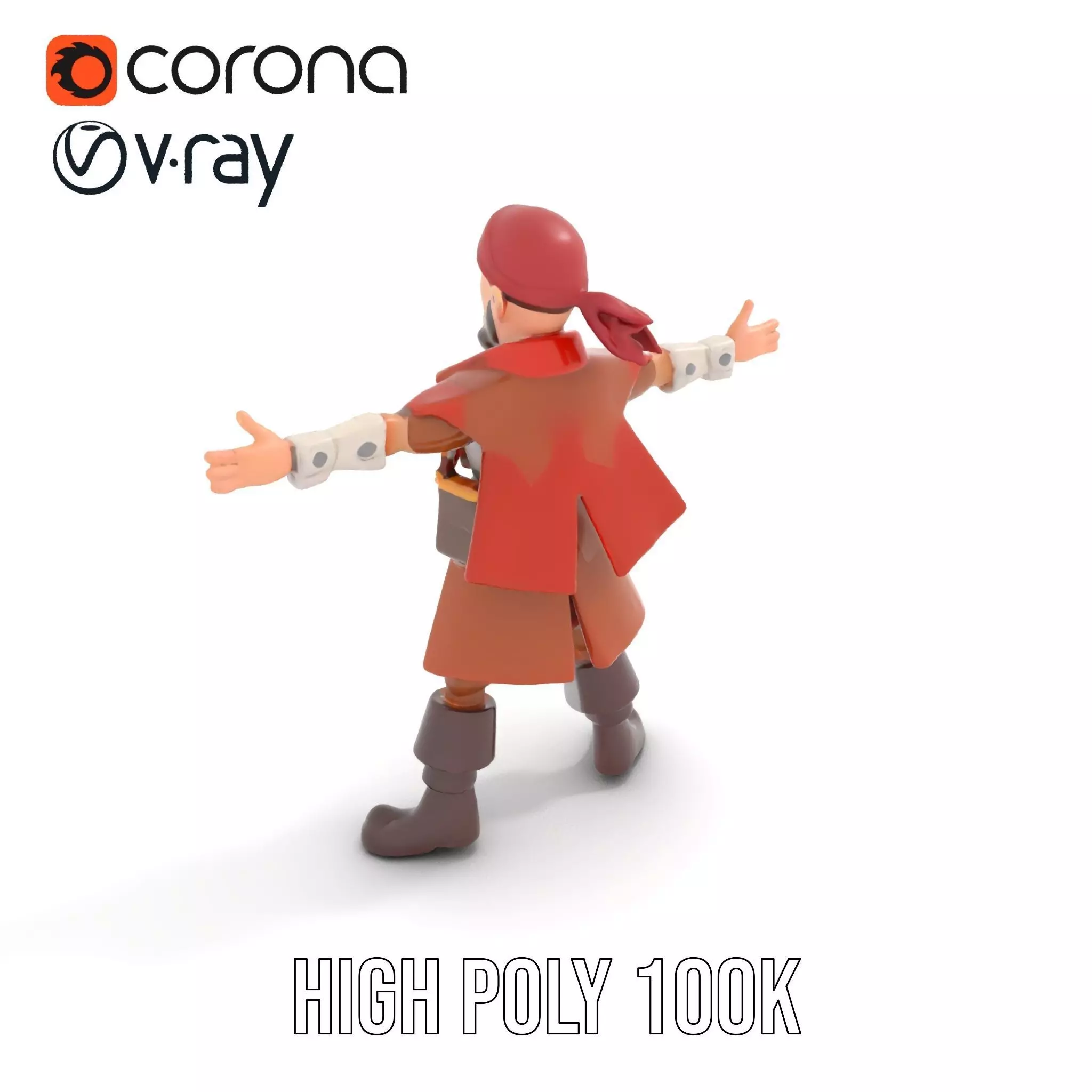 Rugged Pirate Captain model pack Low-poly 3D model_25