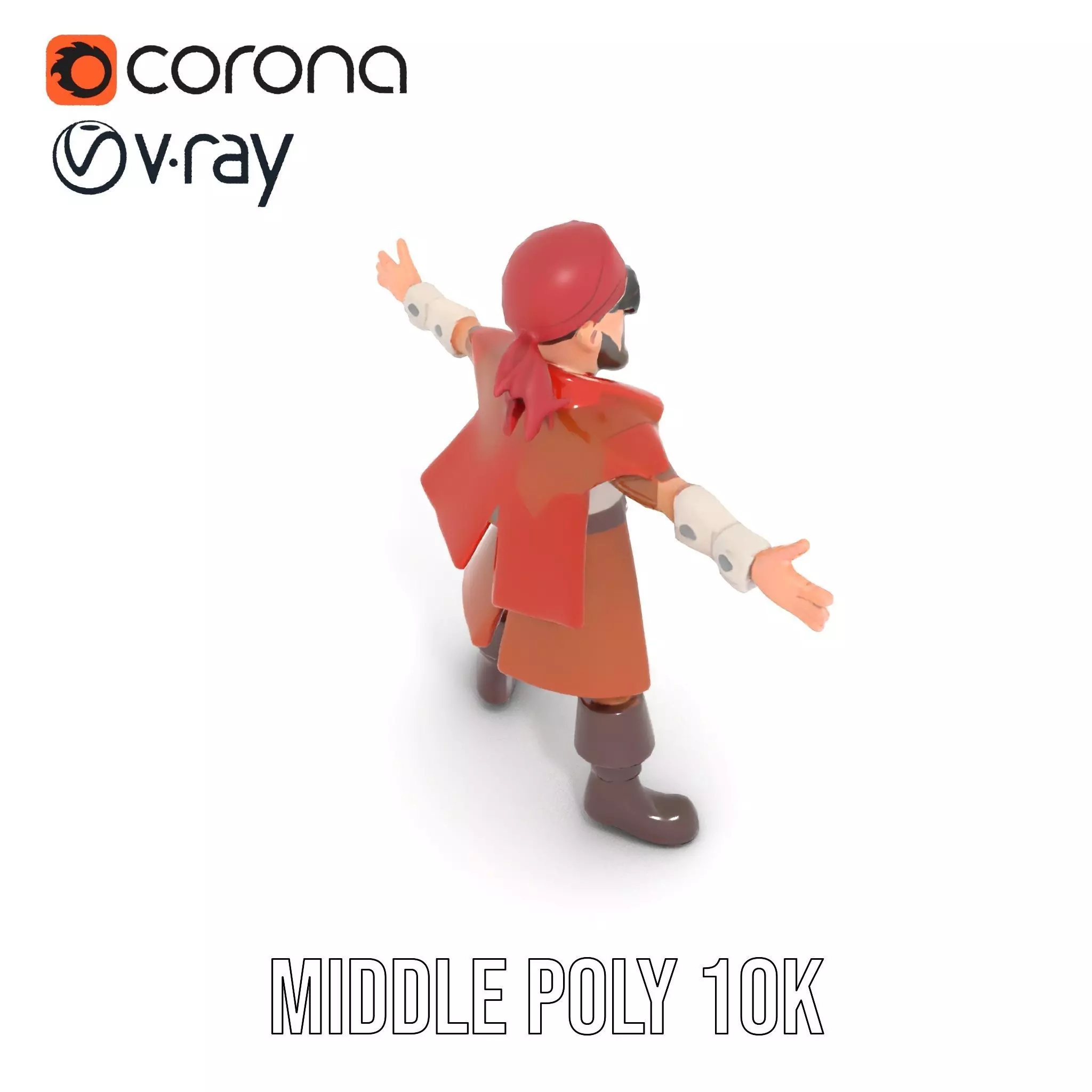 Rugged Pirate Captain model pack Low-poly 3D model_11