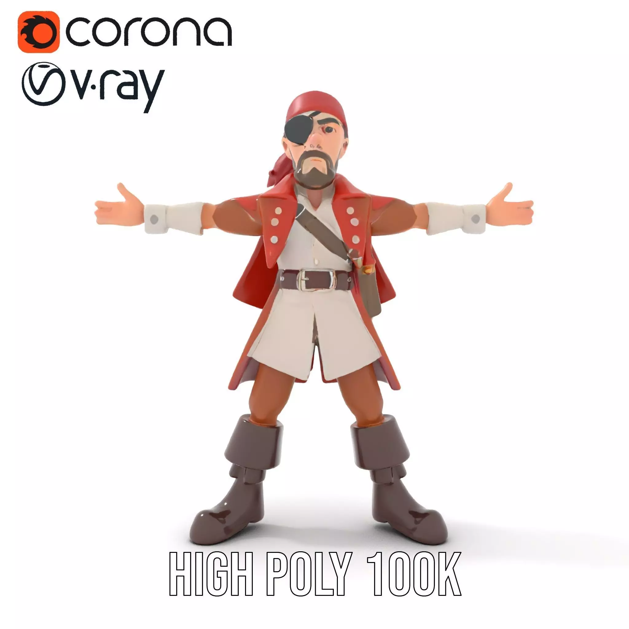 Rugged Pirate Captain model pack Low-poly 3D model_17