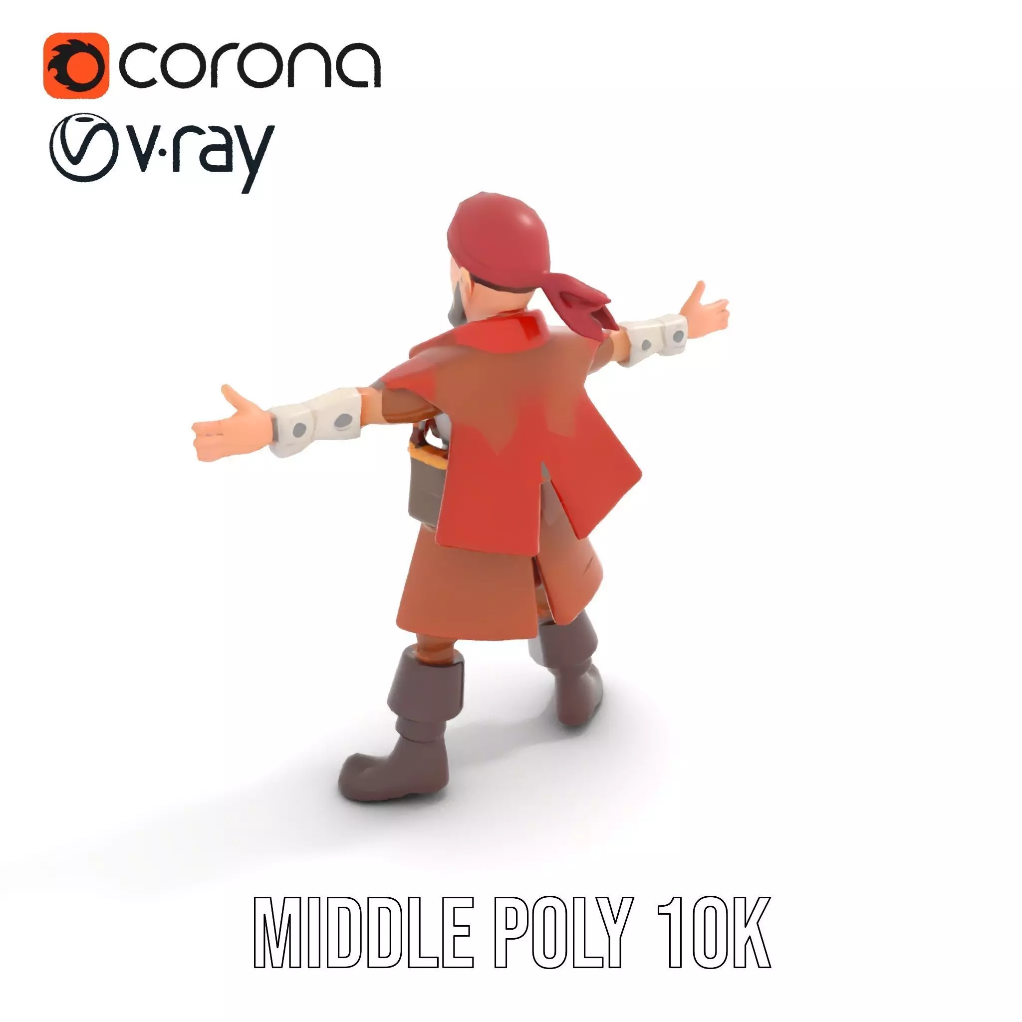Rugged Pirate Captain model pack Low-poly 3D model_5