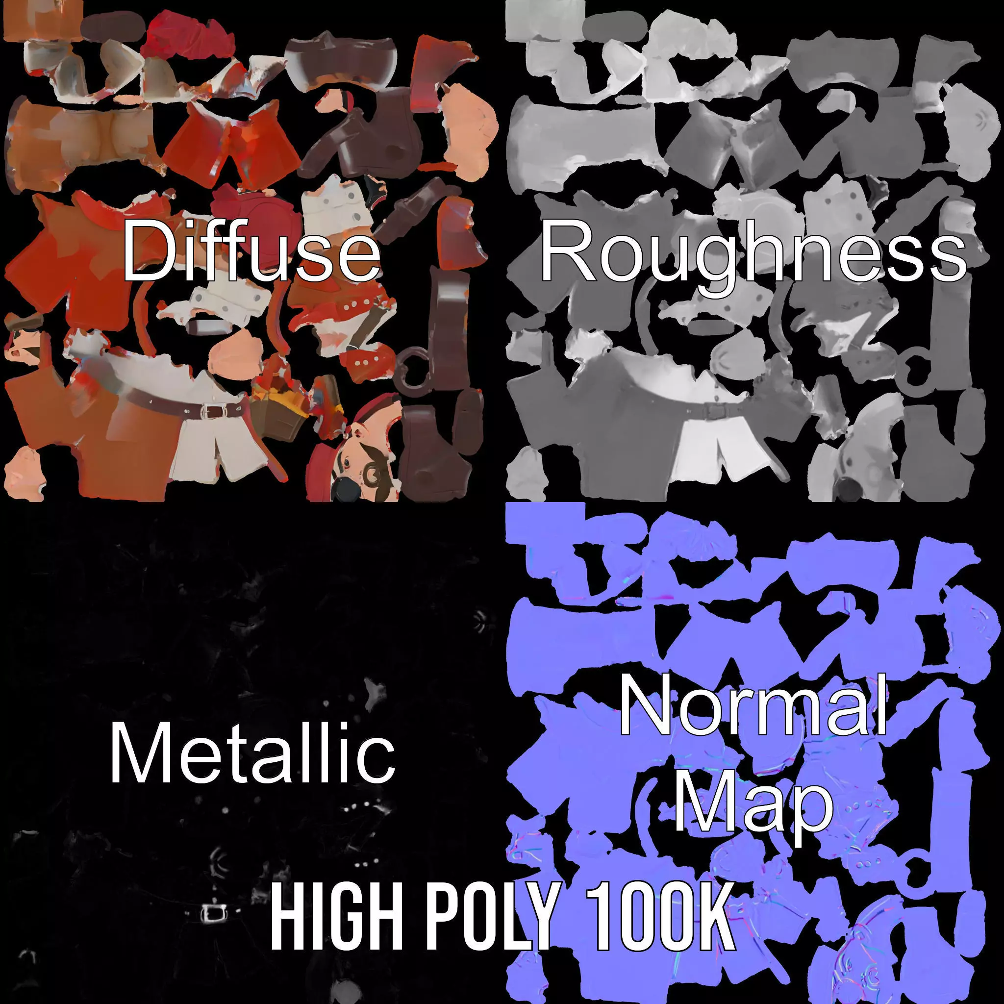 Rugged Pirate Captain model pack Low-poly 3D model_3