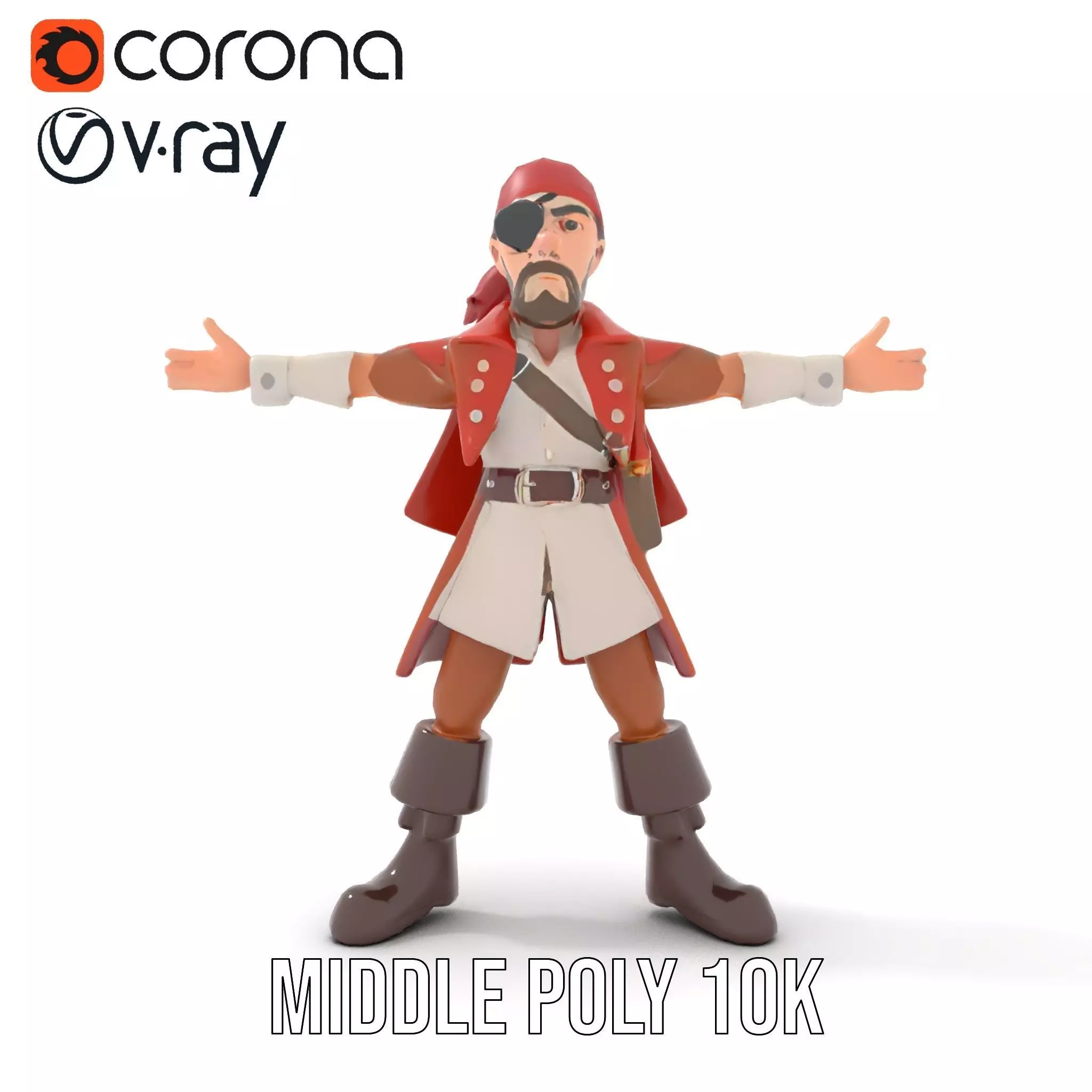 Rugged Pirate Captain model pack Low-poly 3D model_13