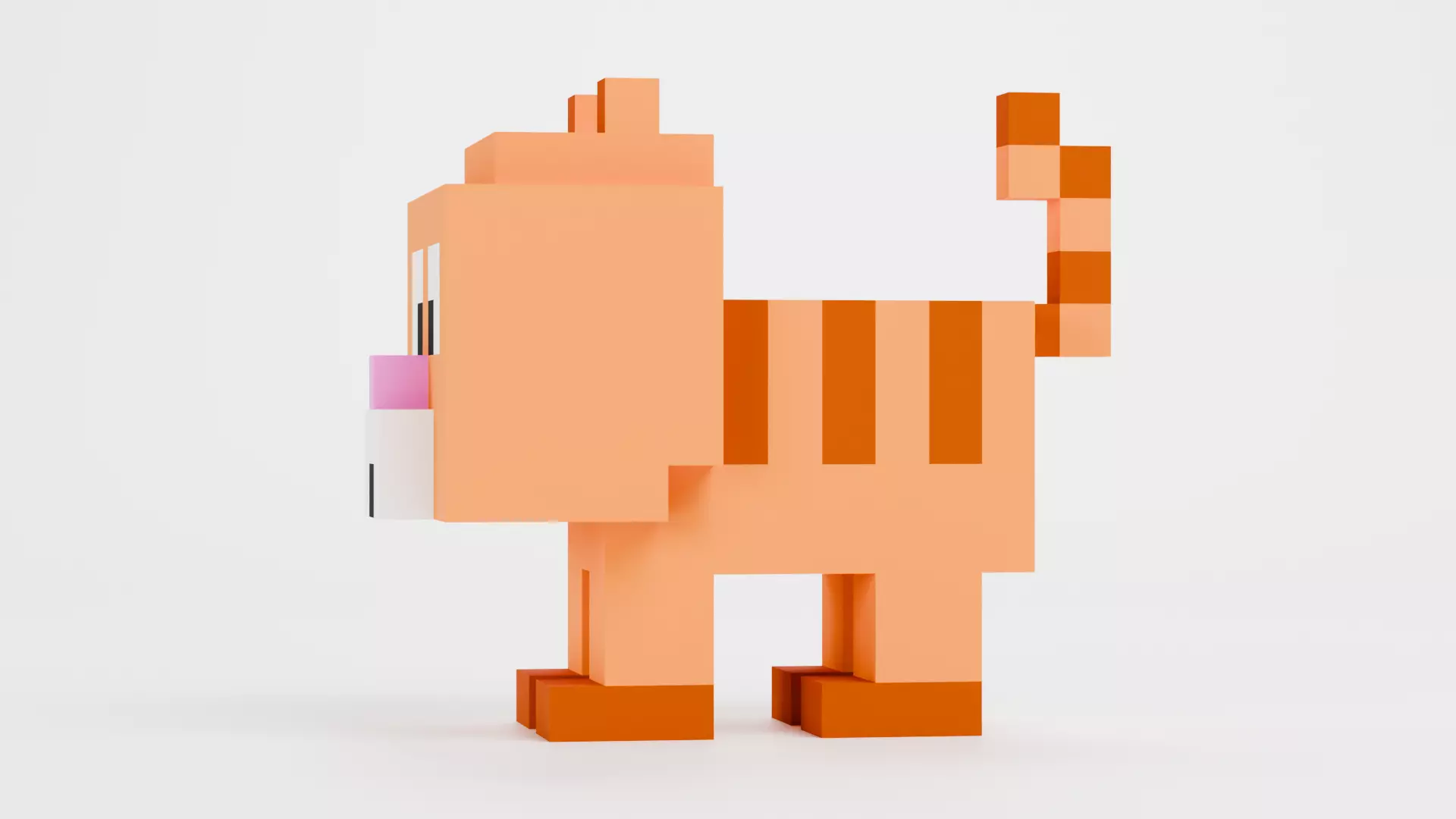 Voxel Cat - Stylized Character Low-poly 3D model_1