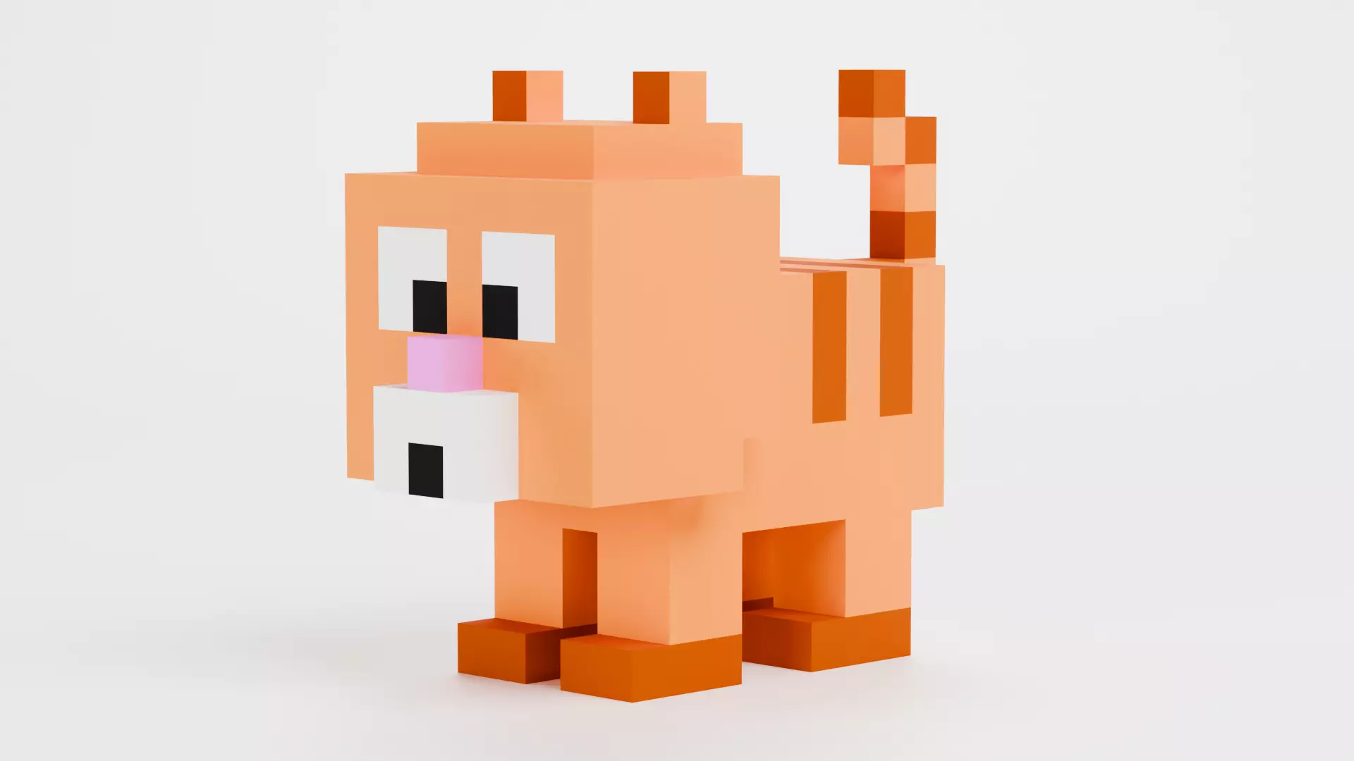 Voxel Cat - Stylized Character Low-poly 3D model_0