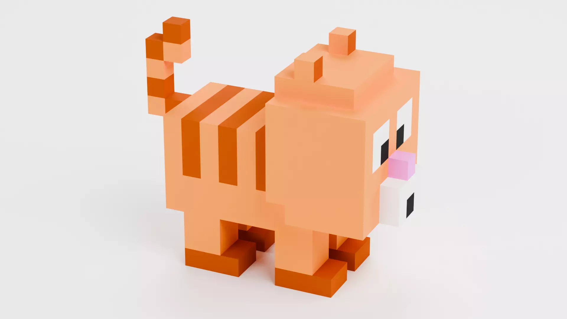Voxel Cat - Stylized Character Low-poly 3D model_4