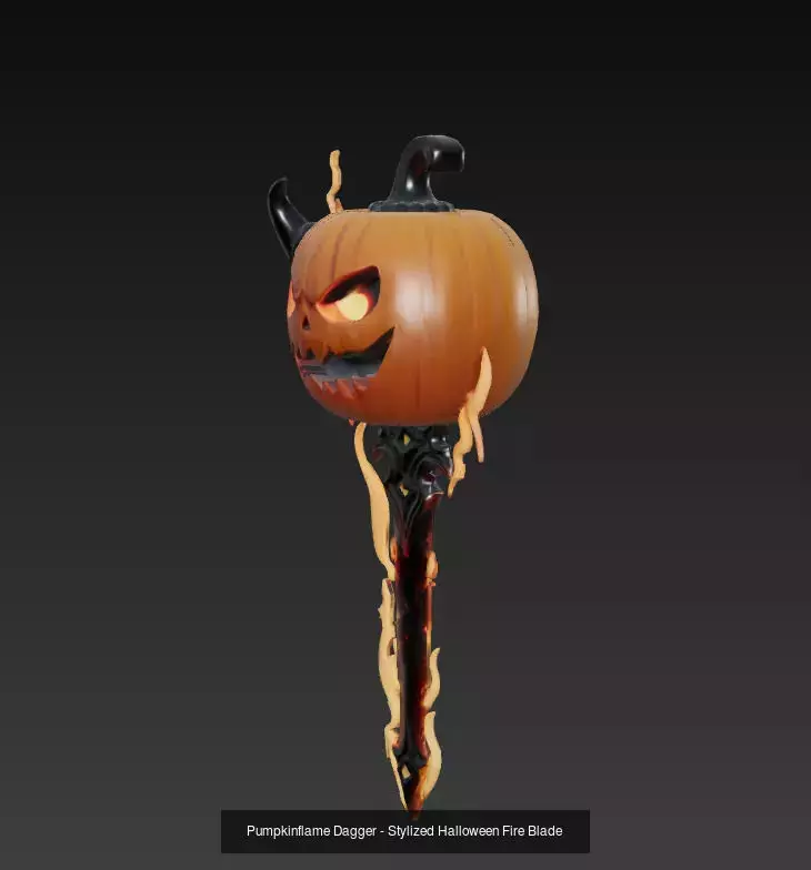Pumpkin Inferno Props - Stylized Halloween Flame Weapons 3D Model Collection_4