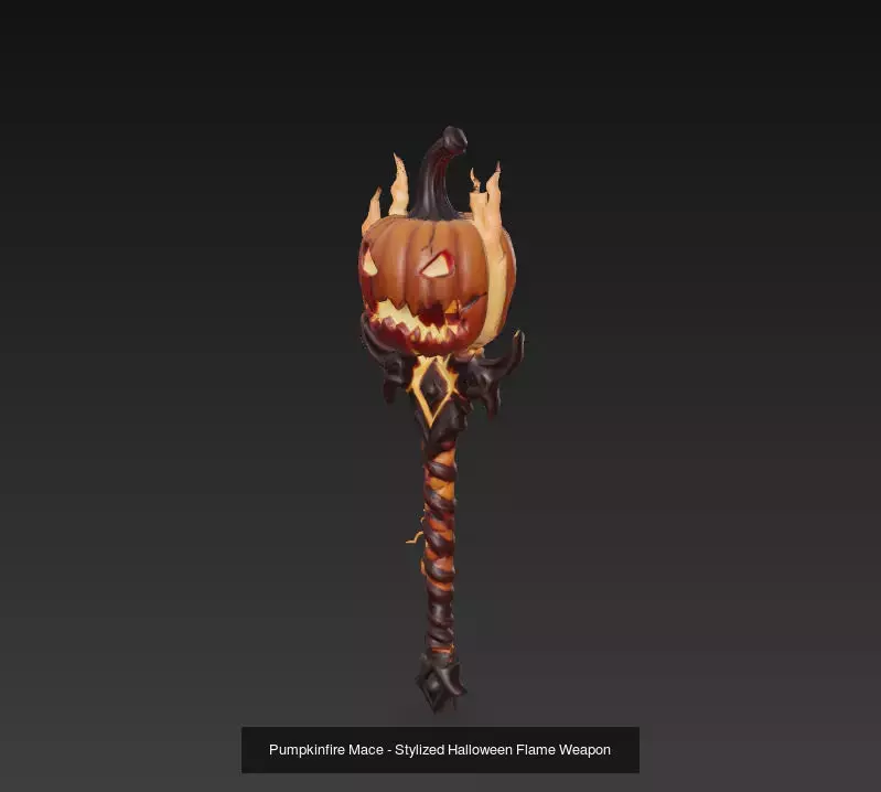 Pumpkin Inferno Props - Stylized Halloween Flame Weapons 3D Model Collection_1