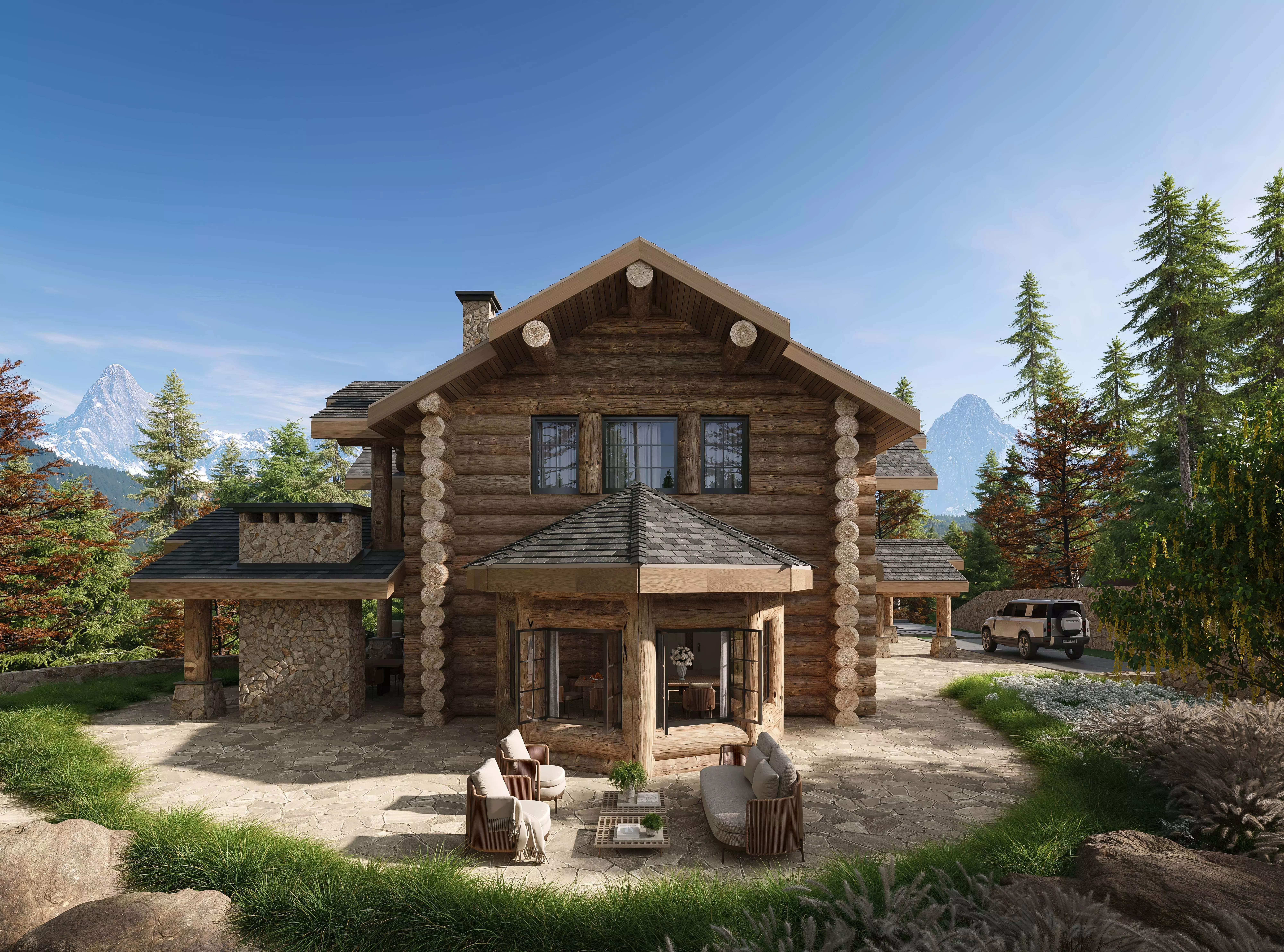 Mountain House Scenes and Country House 3D model_1