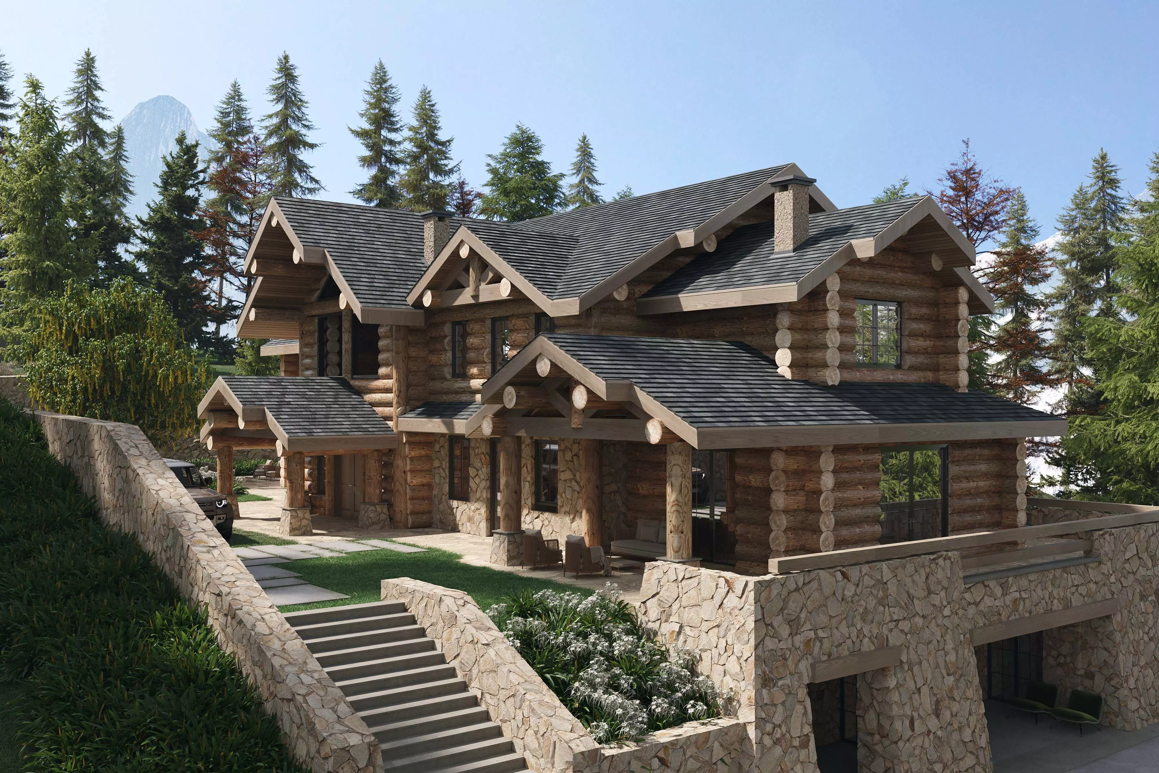 Mountain House Scenes and Country House 3D model_3