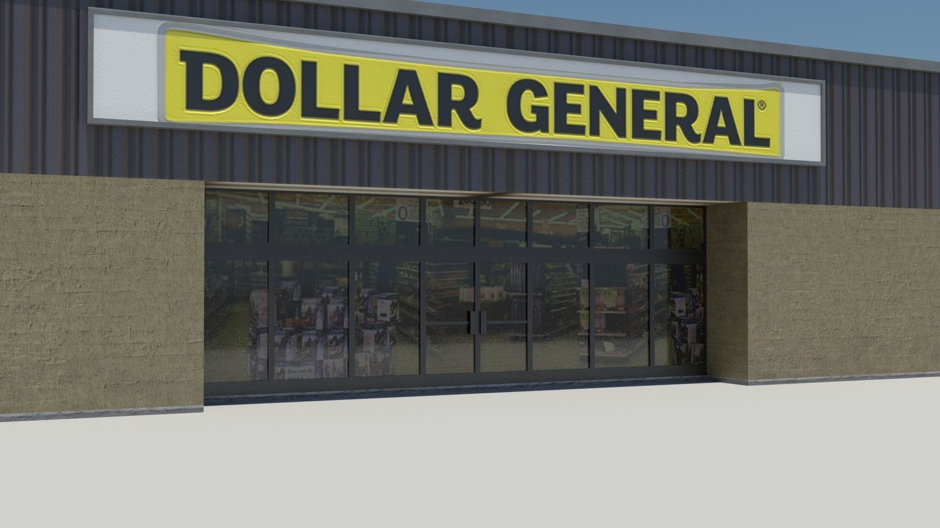 Dollar General Low-poly 3D model_2