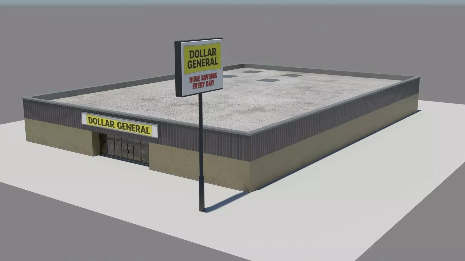 Dollar General Low-poly 3D model_0