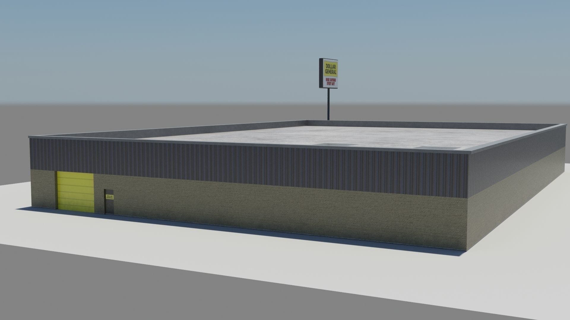 Dollar General Low-poly 3D model_1