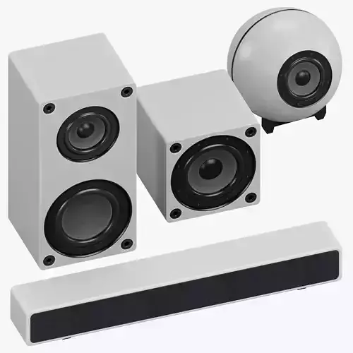 -White Speakers- 3D Model Collection