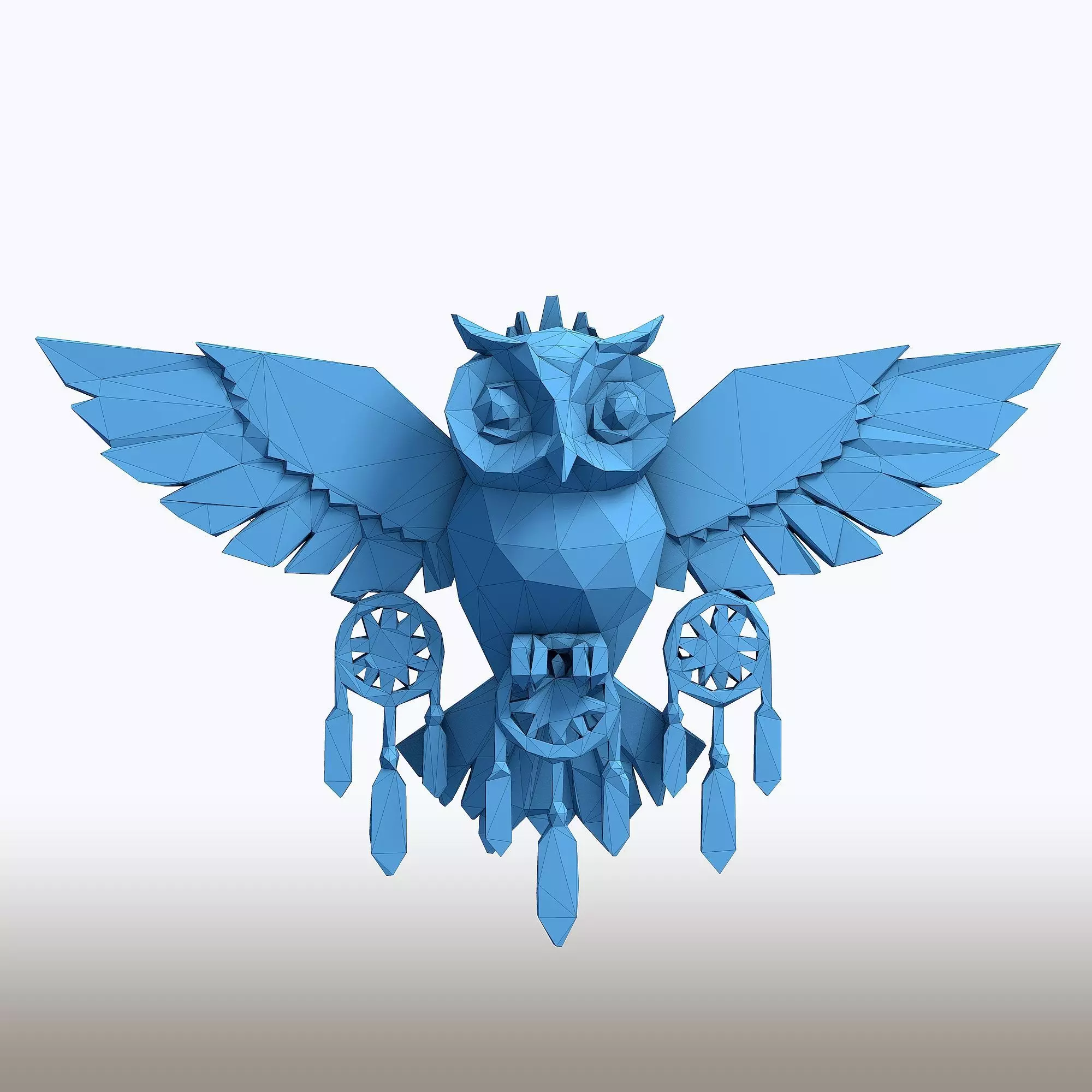 Low Poly Owl Dreamcatcher Native American Spirit Sculpture 3D print model_8