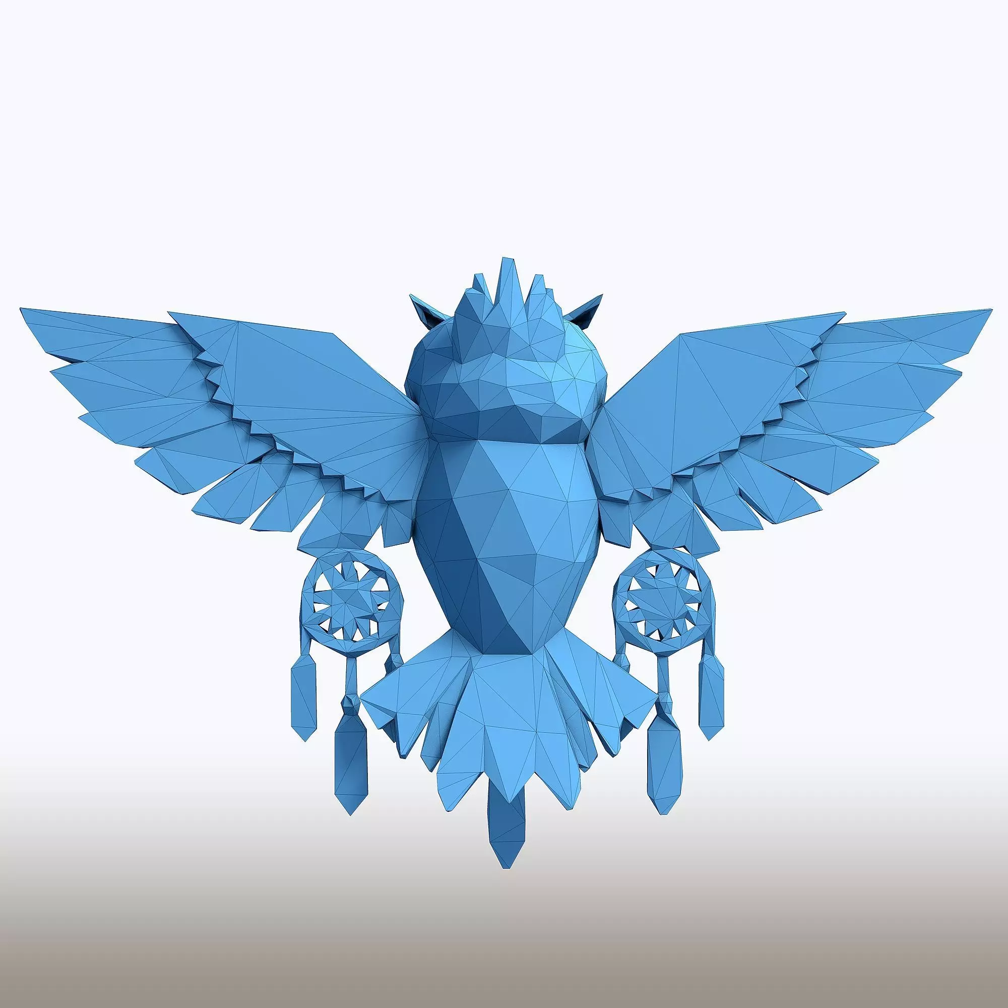 Low Poly Owl Dreamcatcher Native American Spirit Sculpture 3D print model_9