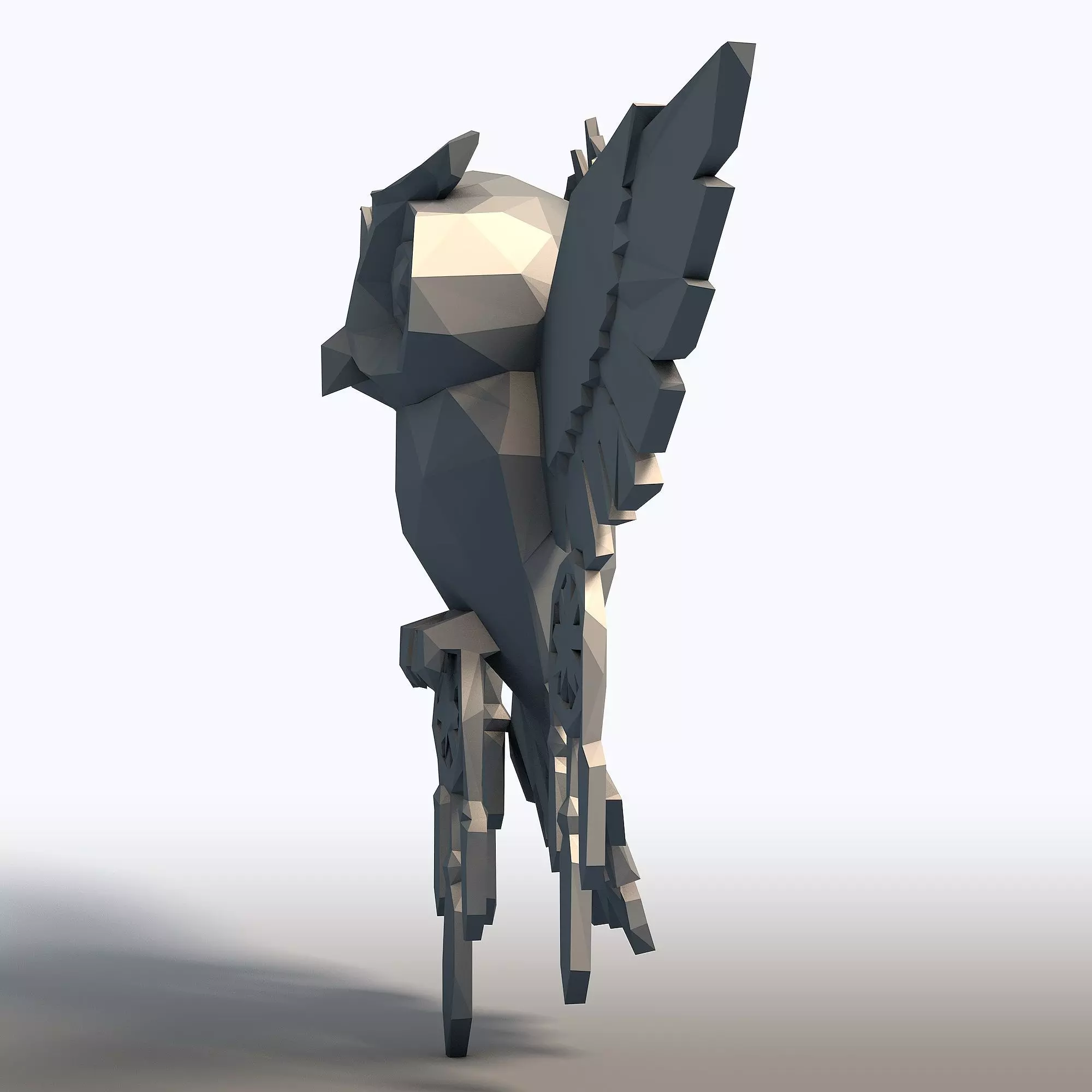 Low Poly Owl Dreamcatcher Native American Spirit Sculpture 3D print model_2