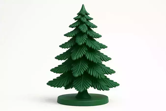 Green Christmas Tree 3D Model Festive Podium Scene 3D print model