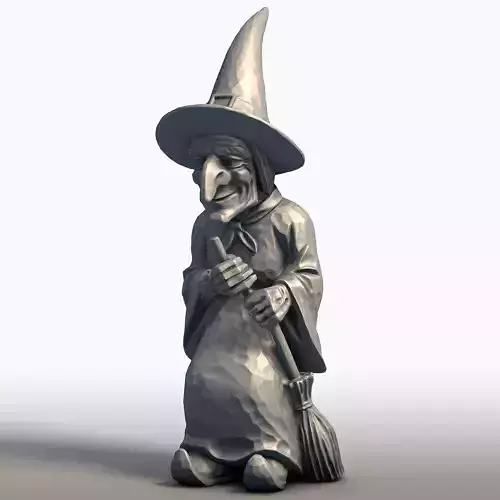 Elderly Witch with Broom Sculpture Wise Witch Statue 3D print model Elderly Witch with Broom Sculpture Wise Witch Statue 3D print model
