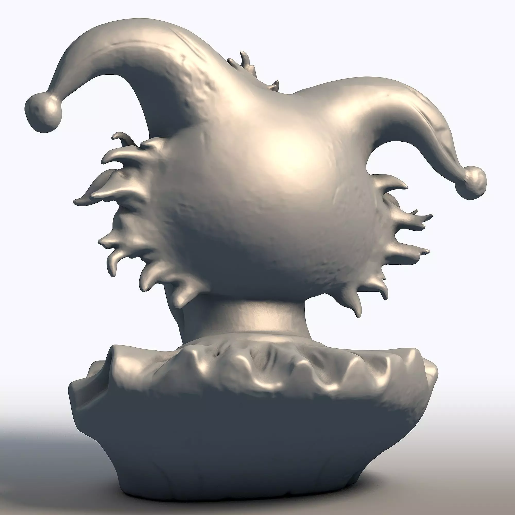 Creepy Jester Bust Sinister Clown Sculpture 3D print model_4