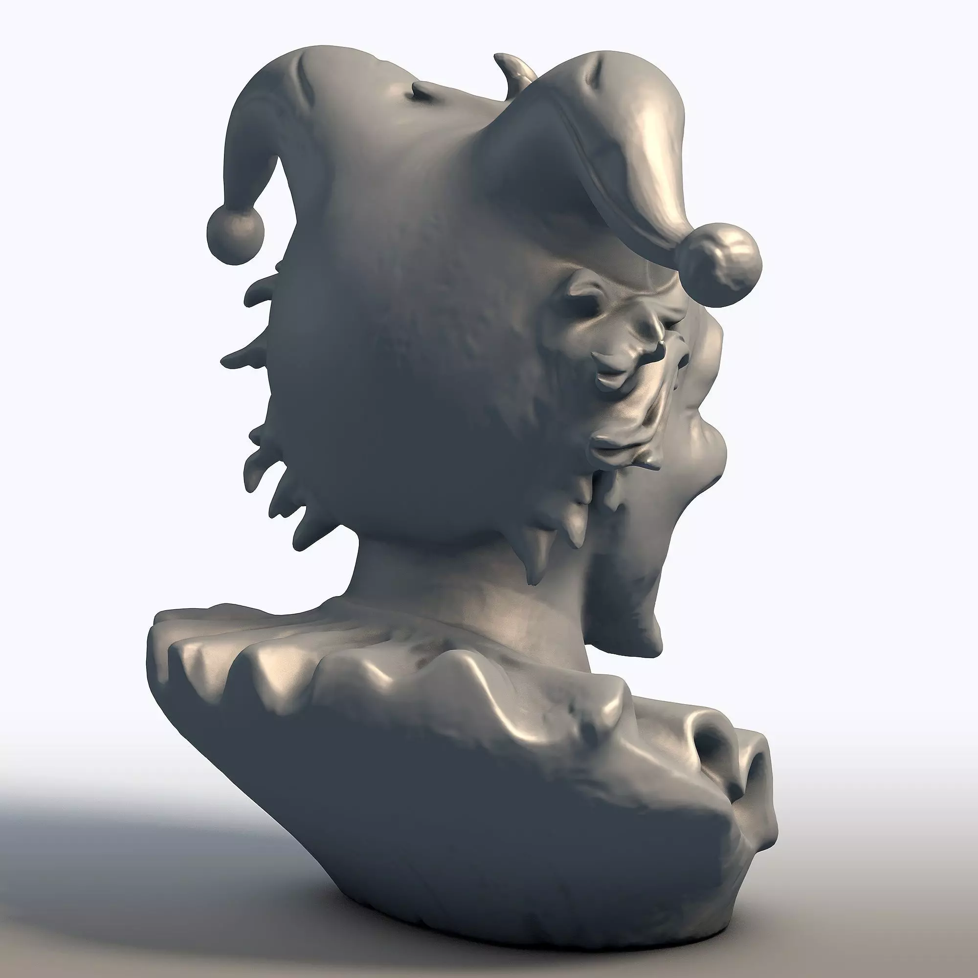 Creepy Jester Bust Sinister Clown Sculpture 3D print model_6