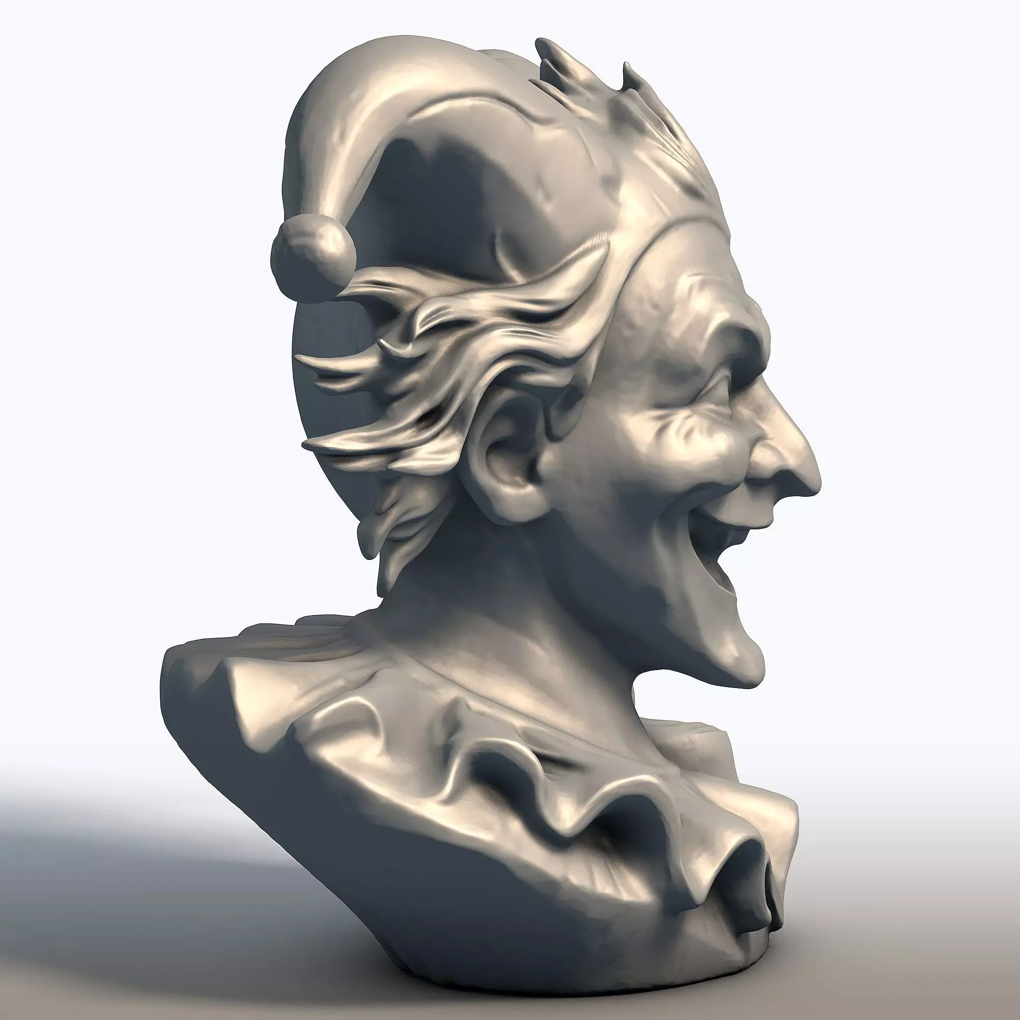 Creepy Jester Bust Sinister Clown Sculpture 3D print model_7