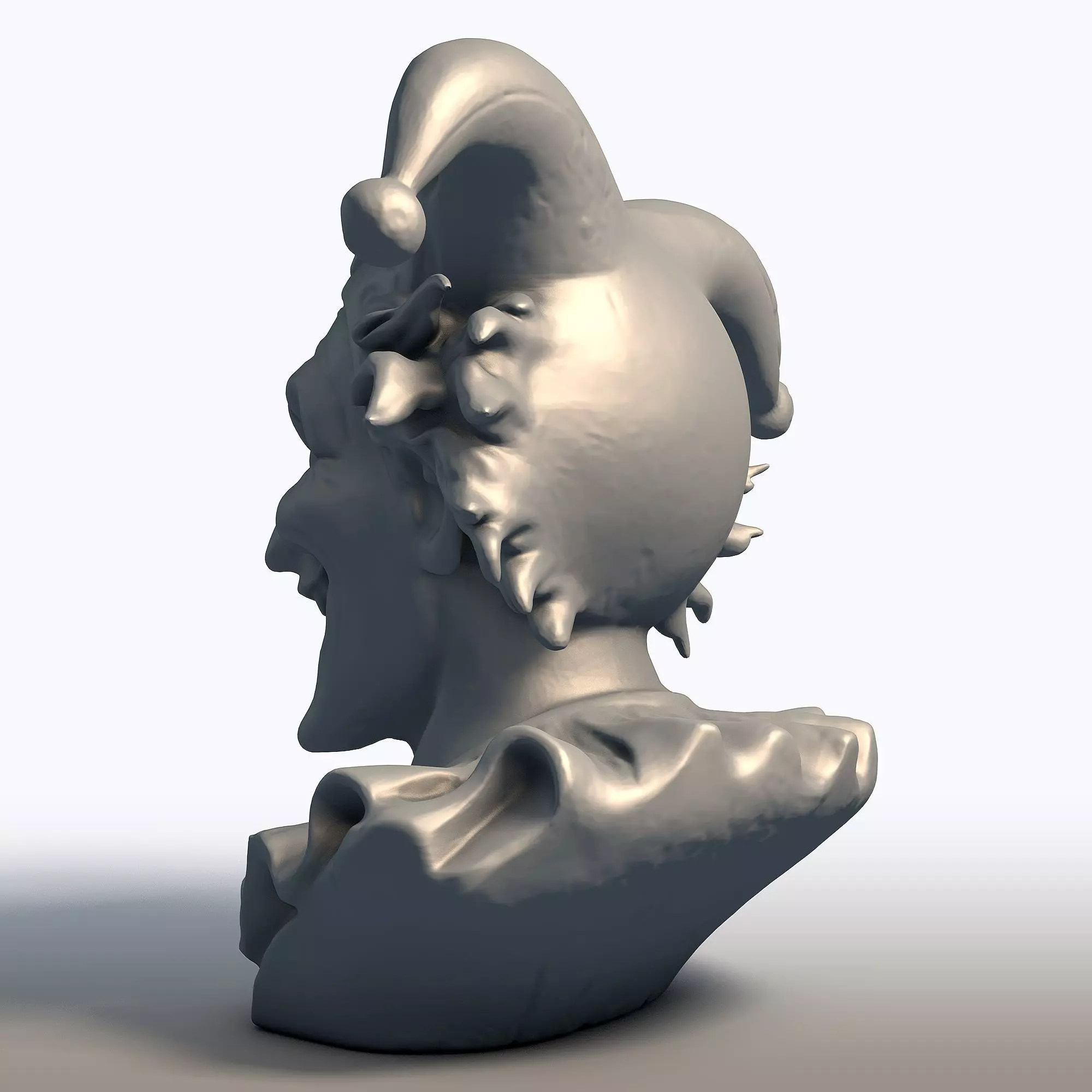 Creepy Jester Bust Sinister Clown Sculpture 3D print model_3