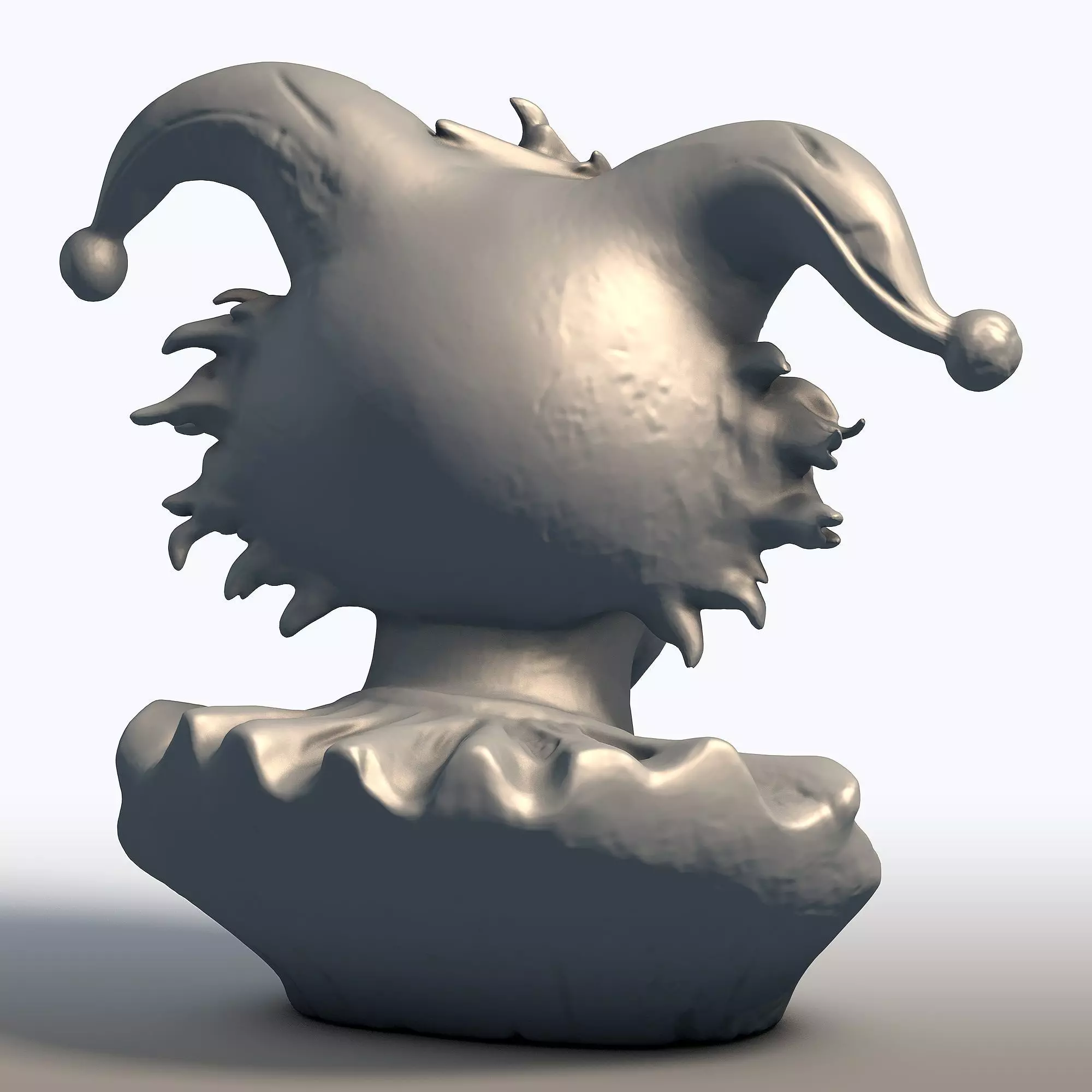 Creepy Jester Bust Sinister Clown Sculpture 3D print model_5