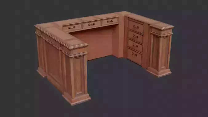 Wooden Reception Desk Corner Office Table