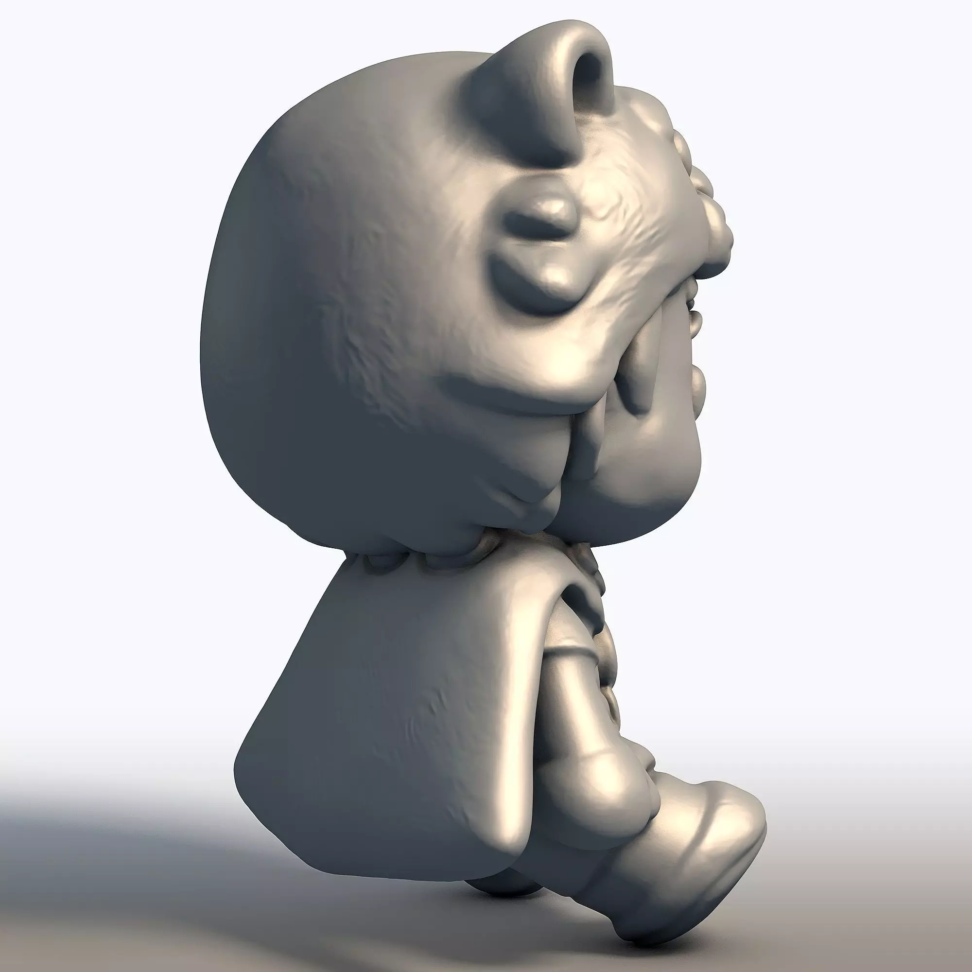 Chibi Aztec Jaguar Warrior Kawaii Mesoamerican Sculpture 3D print model_5