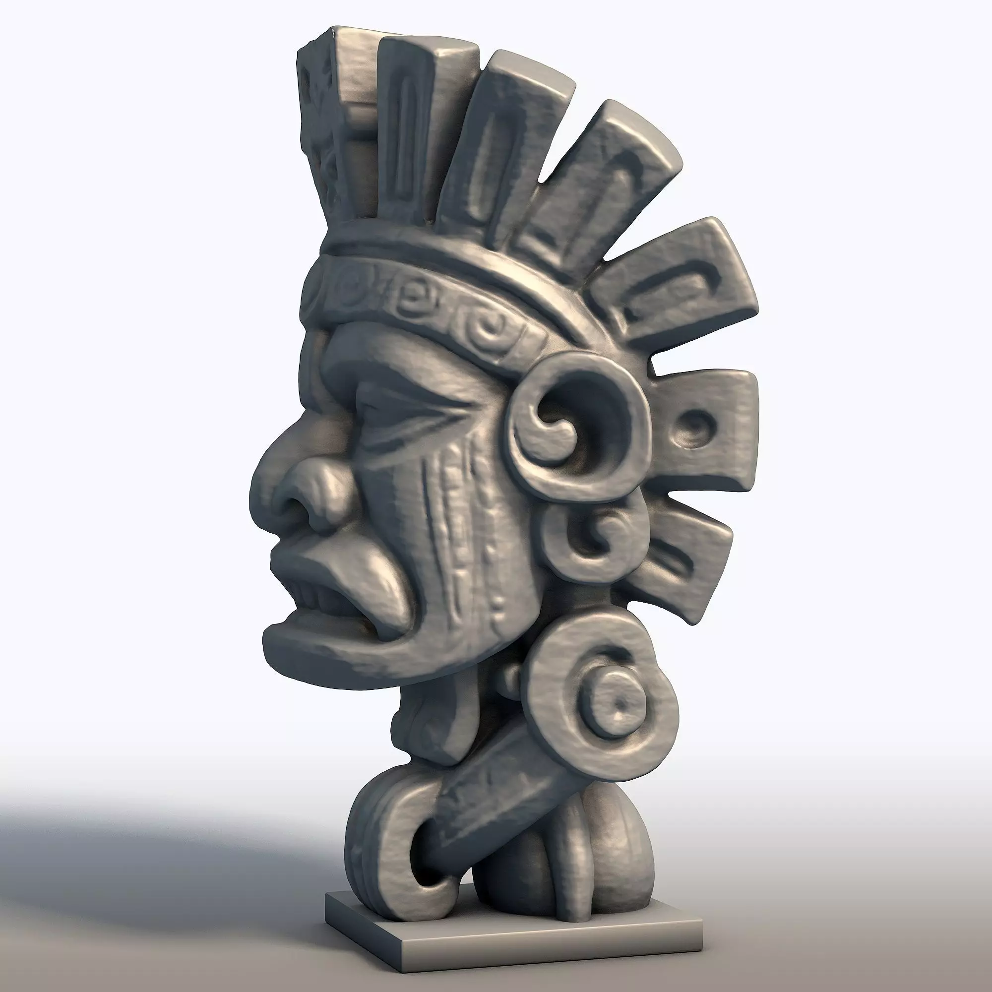 Aztec Mask Bust Sculpture Ancient Tribal Artifact 3D print model_2