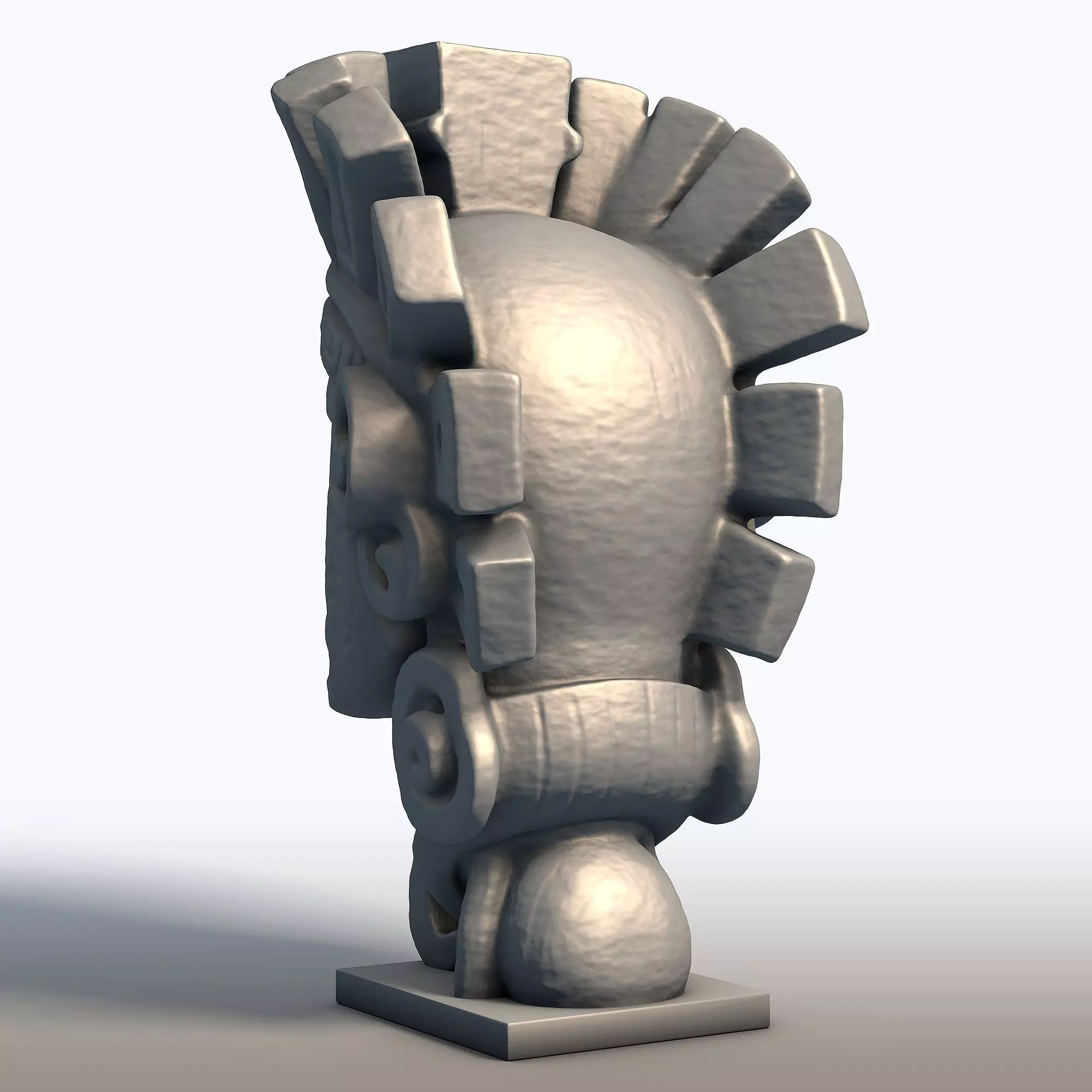 Aztec Mask Bust Sculpture Ancient Tribal Artifact 3D print model_4