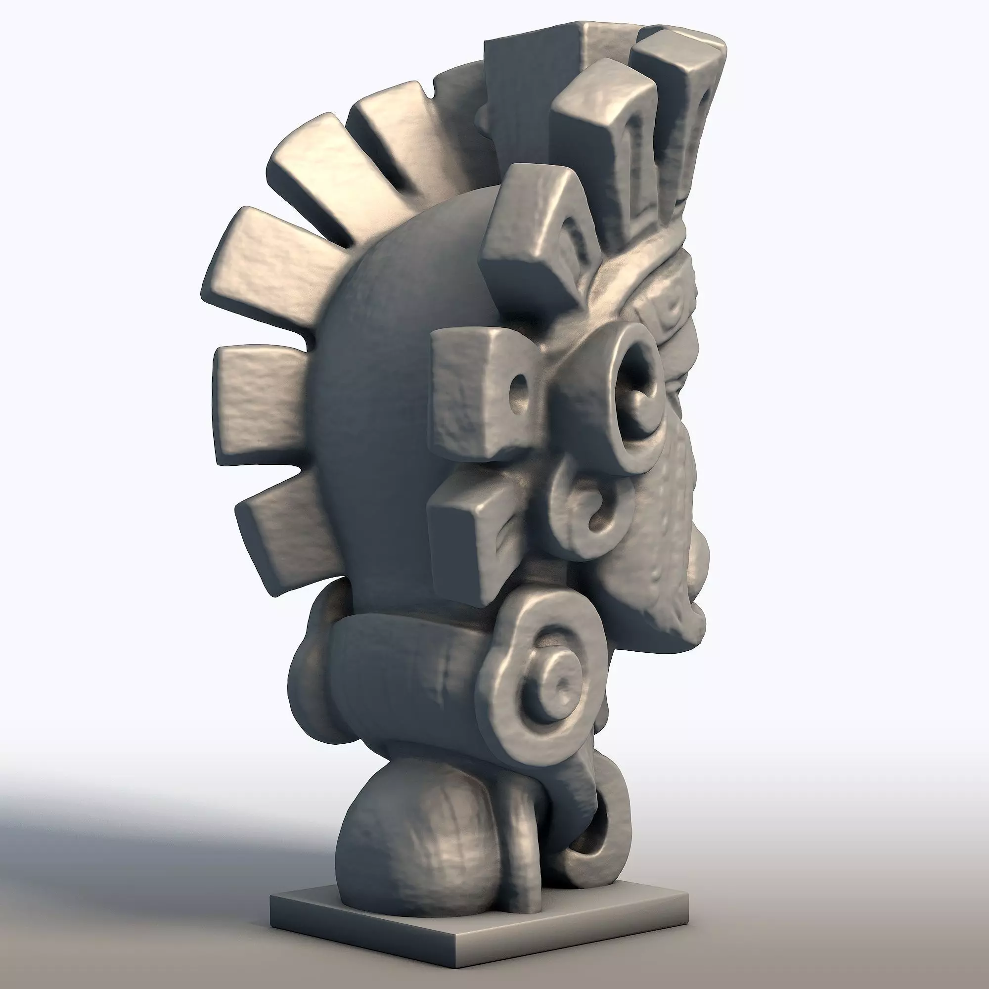 Aztec Mask Bust Sculpture Ancient Tribal Artifact 3D print model_6