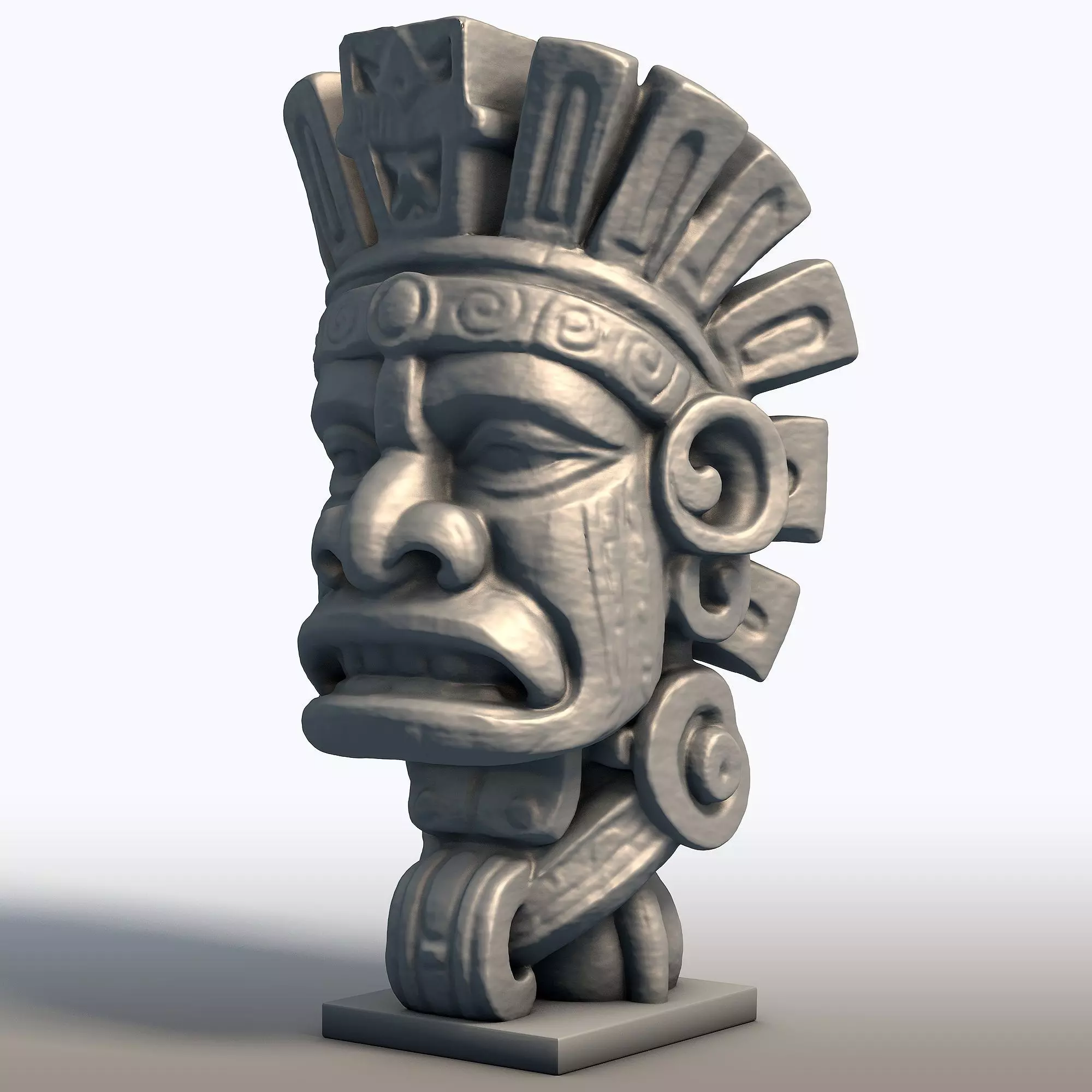 Aztec Mask Bust Sculpture Ancient Tribal Artifact 3D print model_1