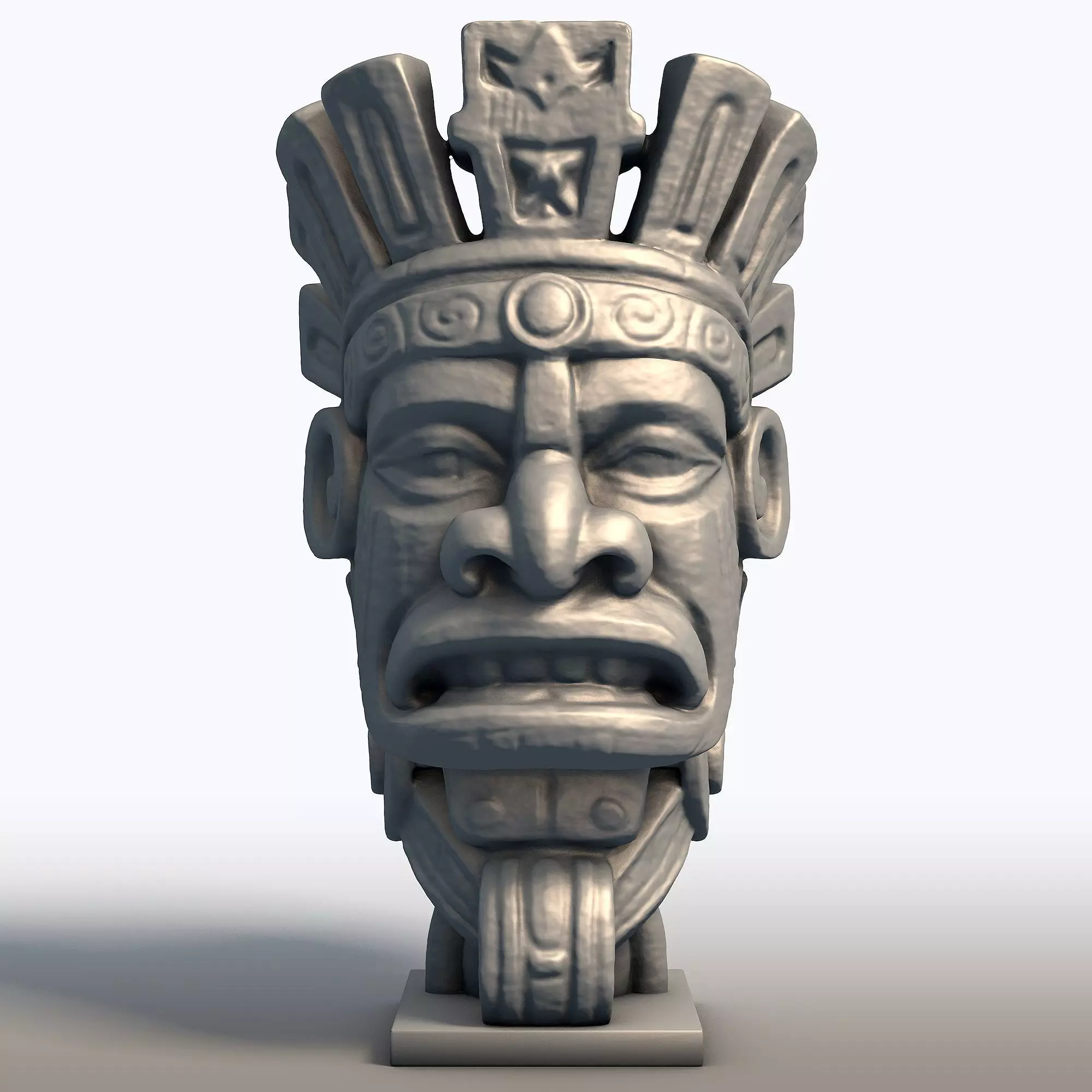 Aztec Mask Bust Sculpture Ancient Tribal Artifact 3D print model_0