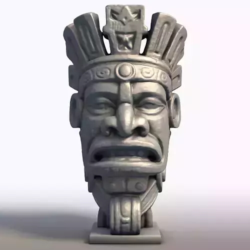 Aztec Mask Bust Sculpture Ancient Tribal Artifact 