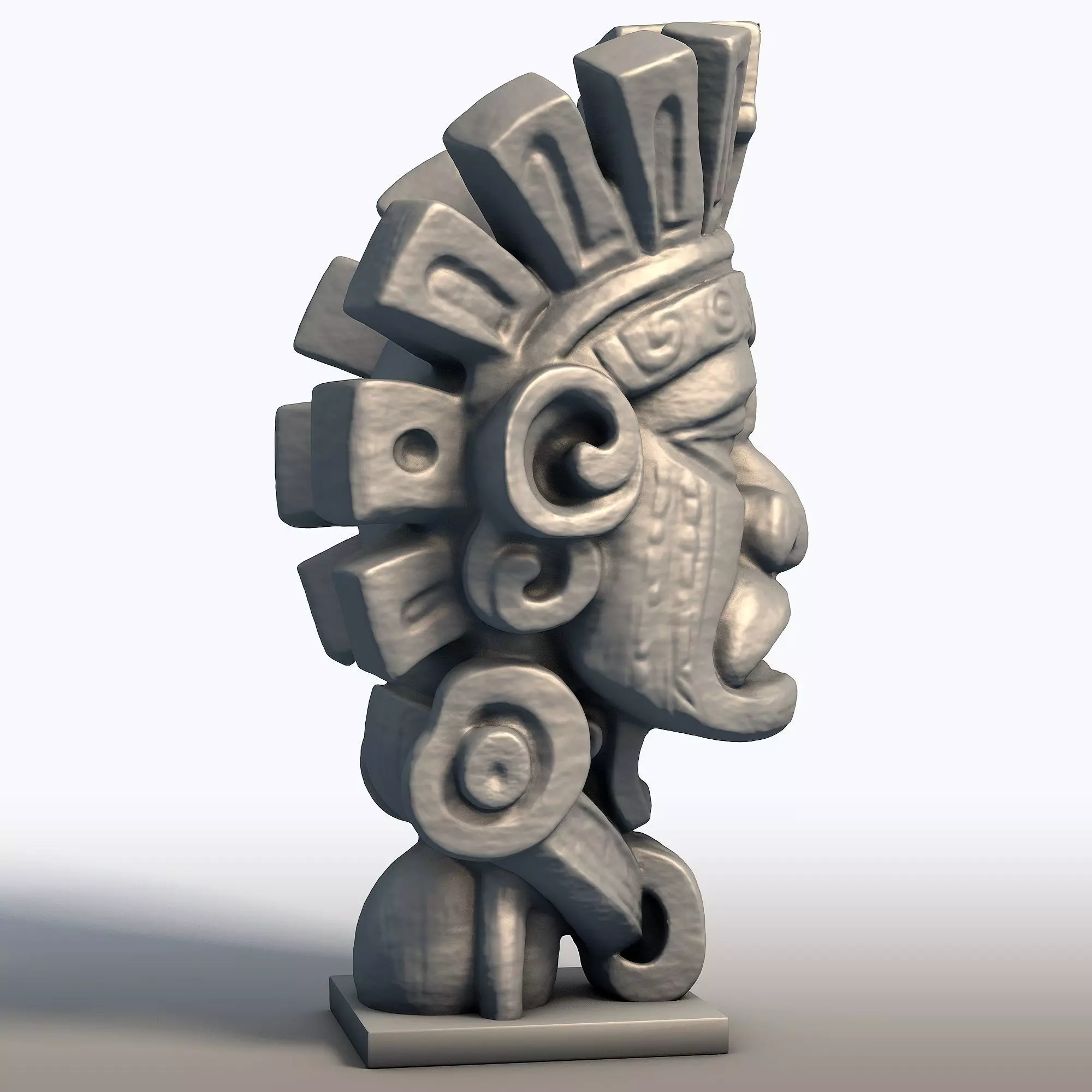 Aztec Mask Bust Sculpture Ancient Tribal Artifact 3D print model_7
