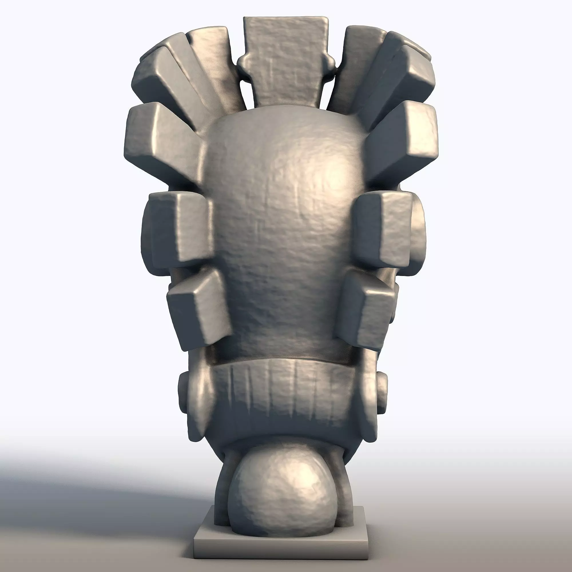 Aztec Mask Bust Sculpture Ancient Tribal Artifact 3D print model_5