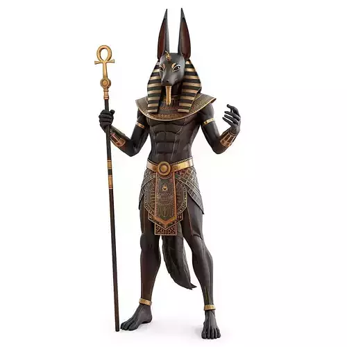Ancient Egyptian God Anubis 3D Model Jackal Head Statue