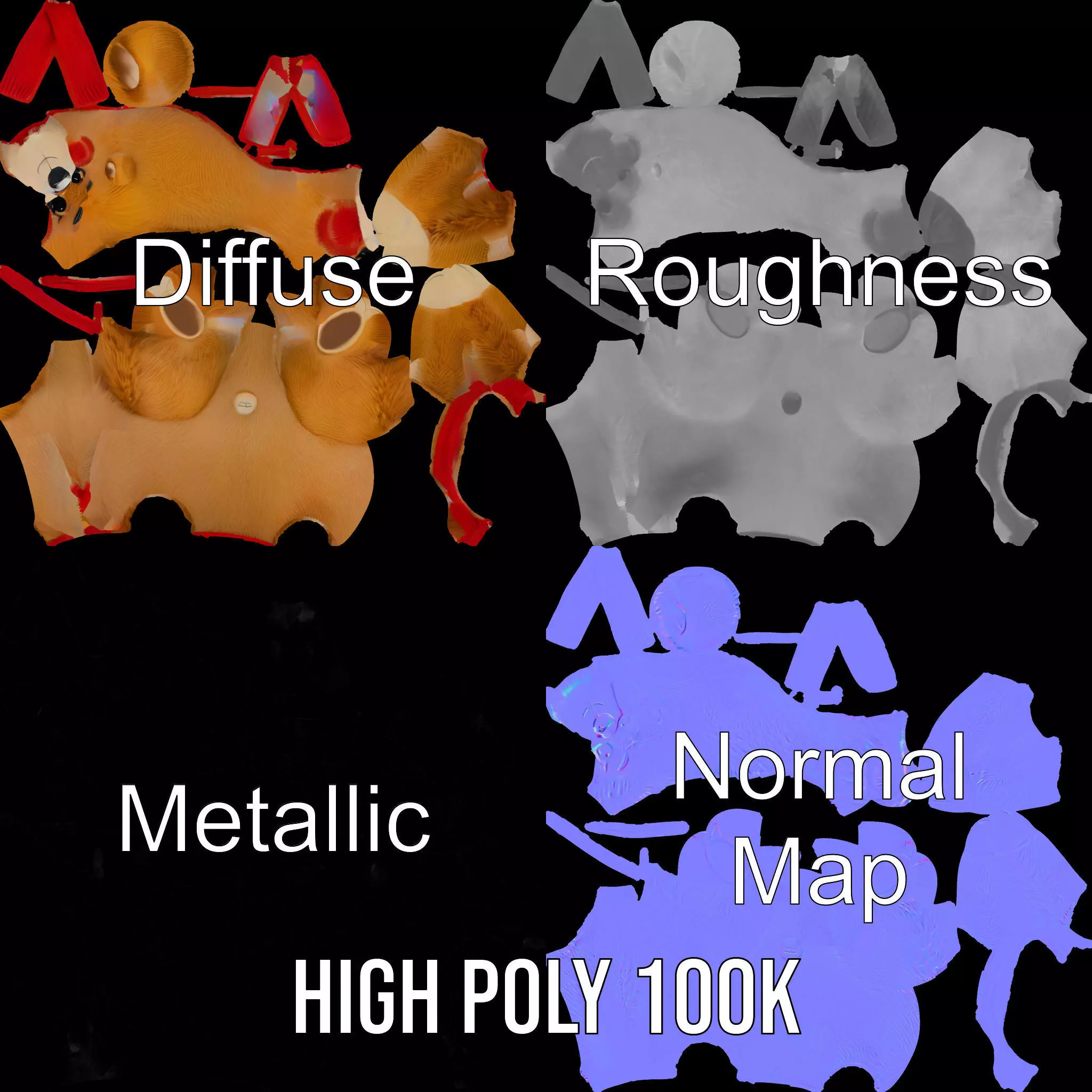 Cheerful Teddy Bear model pack Low-poly 3D model_3