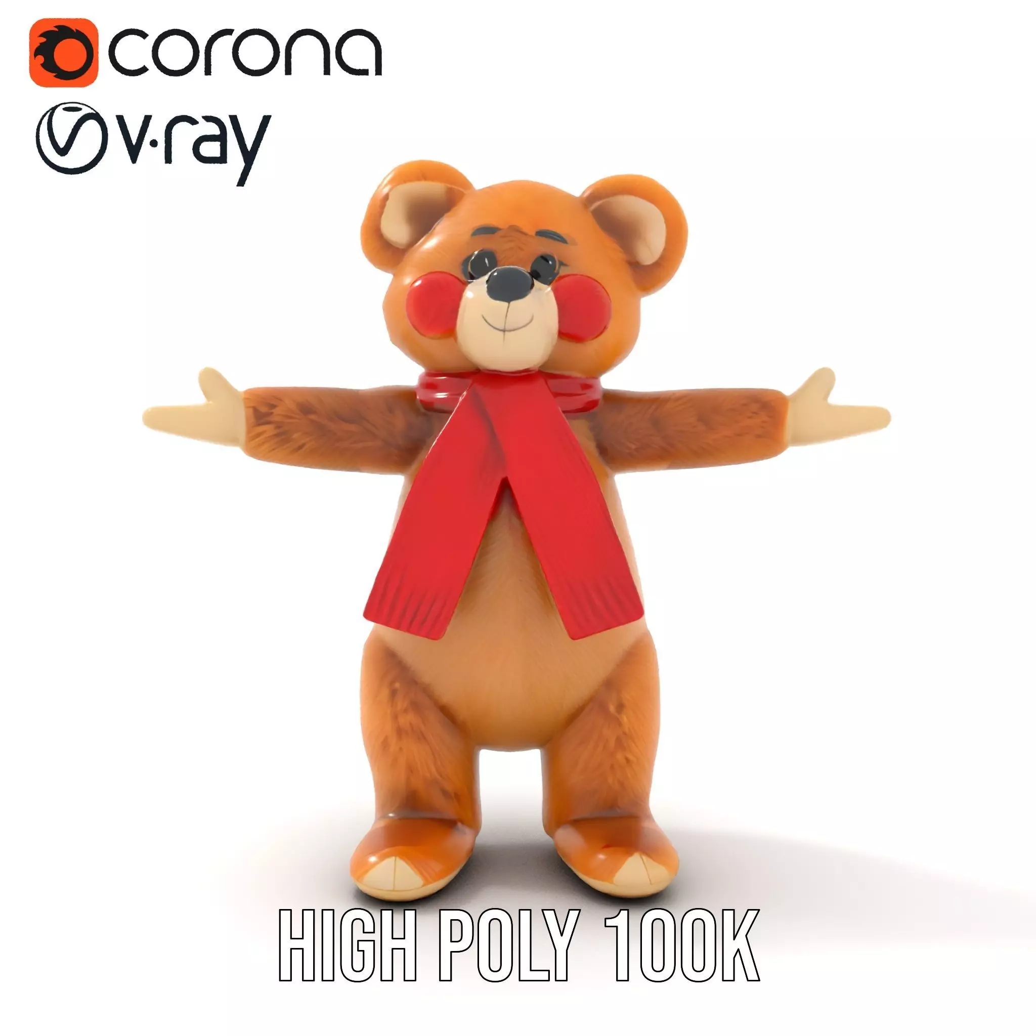 Cheerful Teddy Bear model pack Low-poly 3D model_18