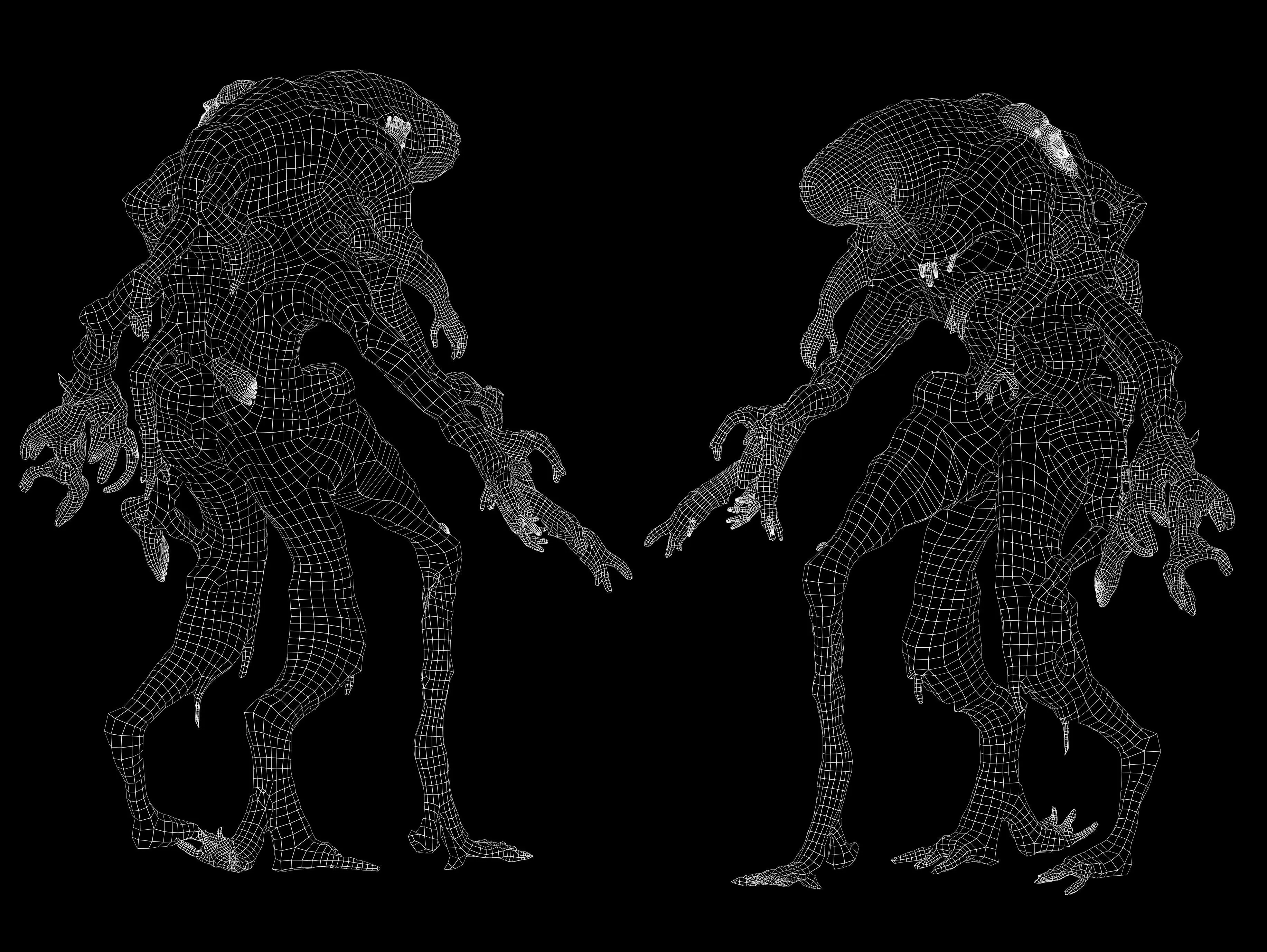 Substance Horror Creature Low-poly 3D model_13