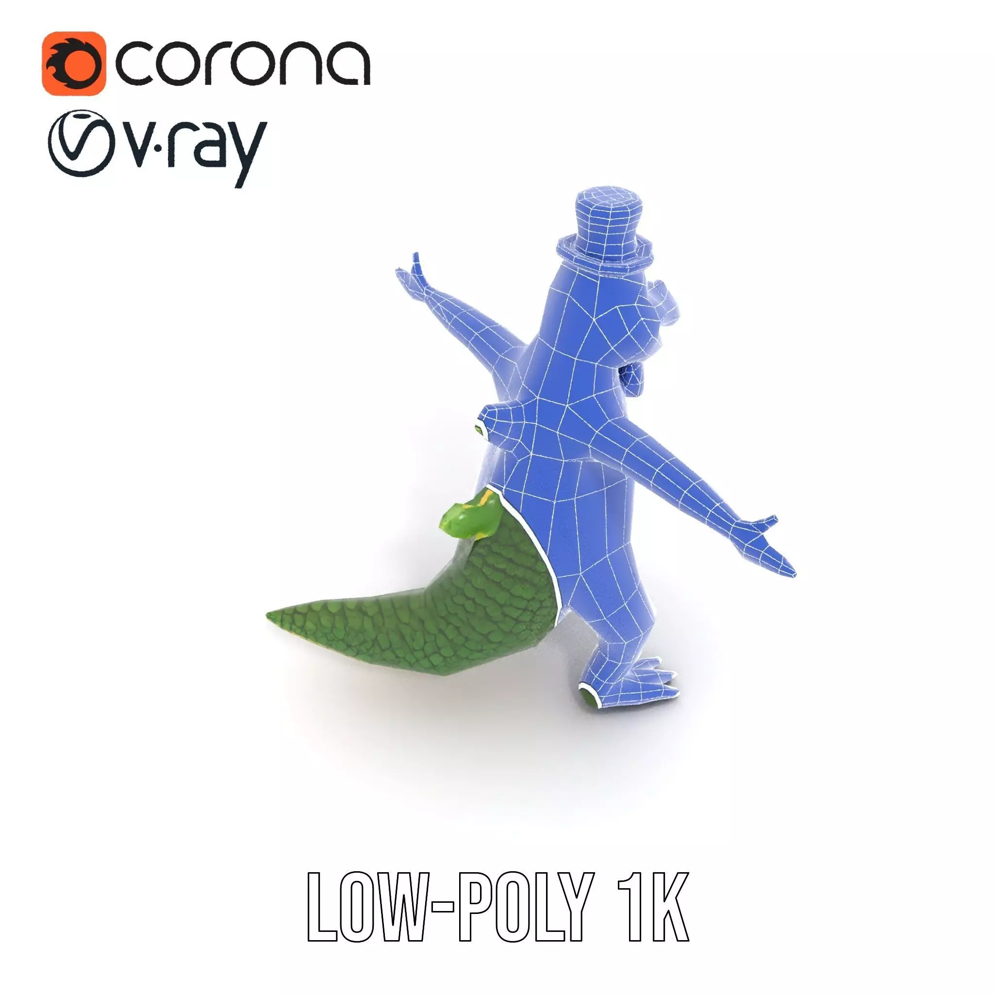 Dapper Crocodile model pack Low-poly 3D model_7