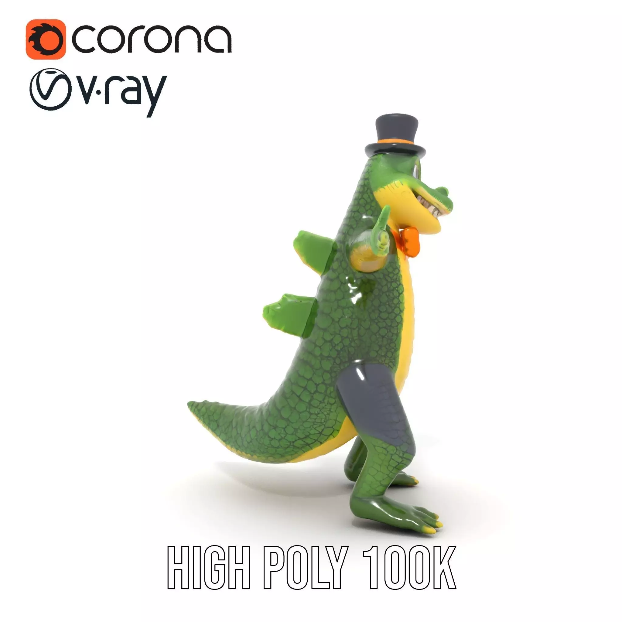 Dapper Crocodile model pack Low-poly 3D model_31