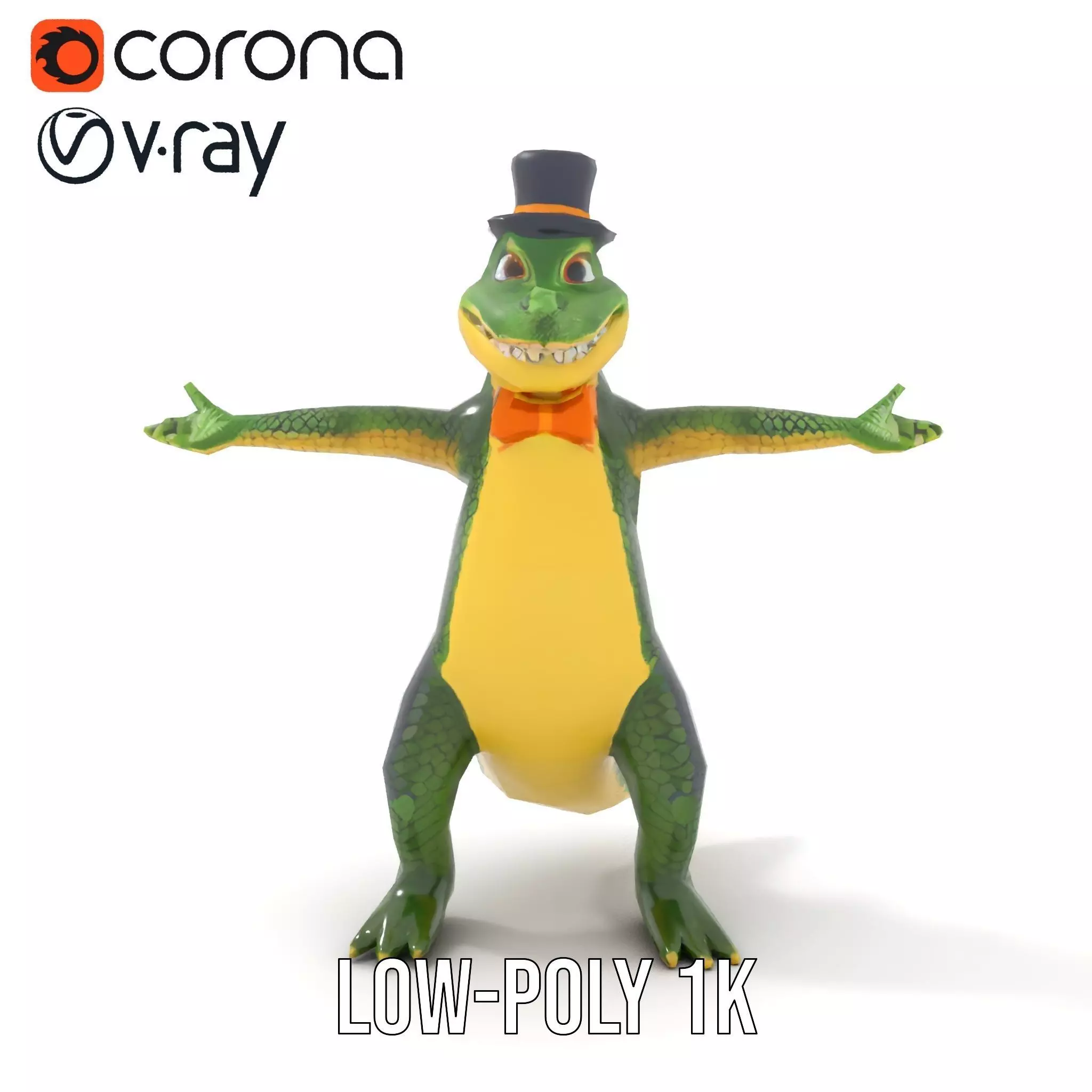 Dapper Crocodile model pack Low-poly 3D model_9