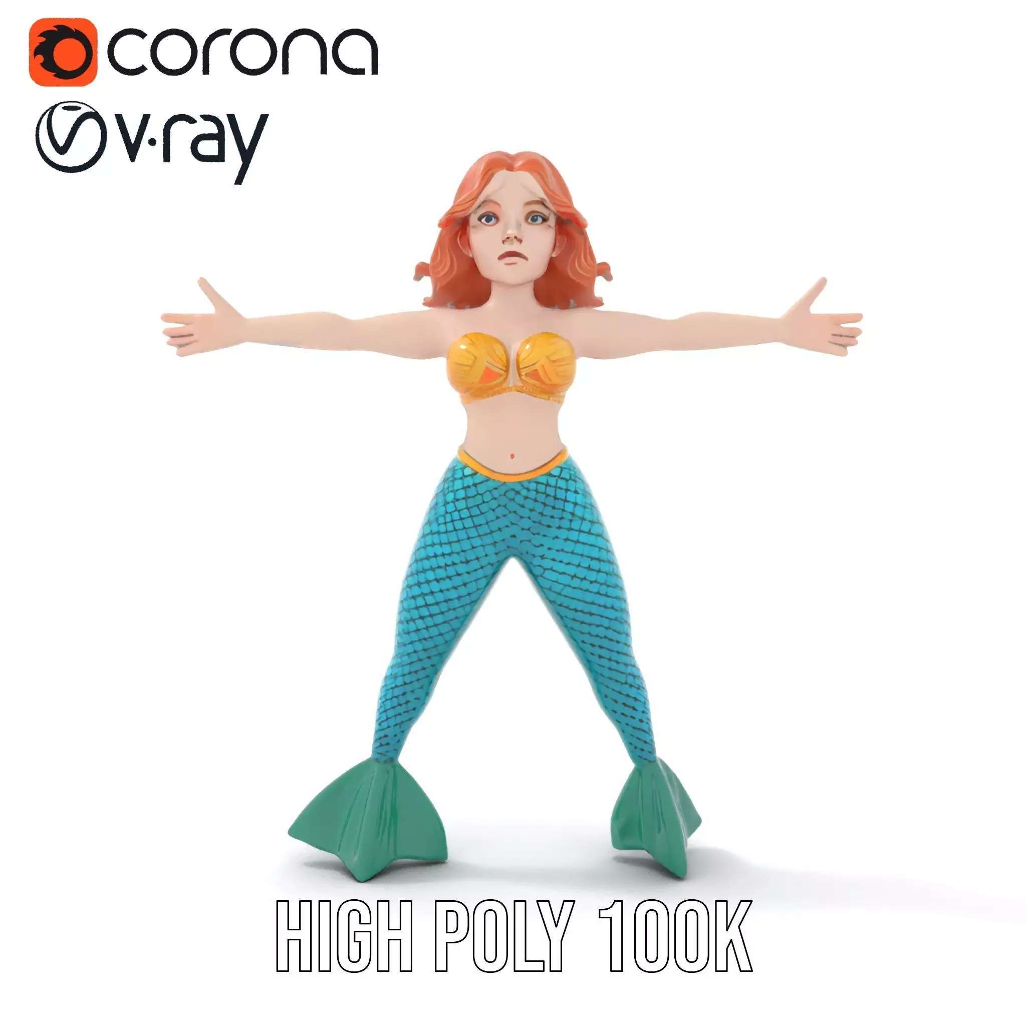 Fantasy Mermaid Character model pack Low-poly 3D model_18